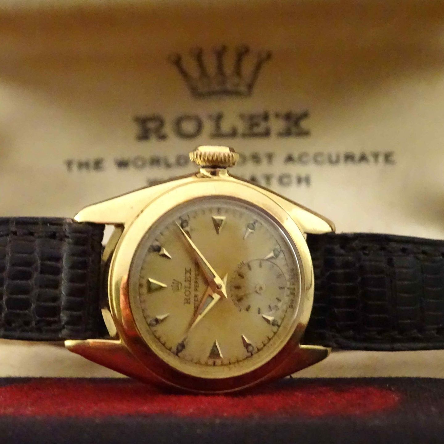 Rolex Vintage 4486 (1946) - Gold dial 24 mm Yellow Gold case (5/8)