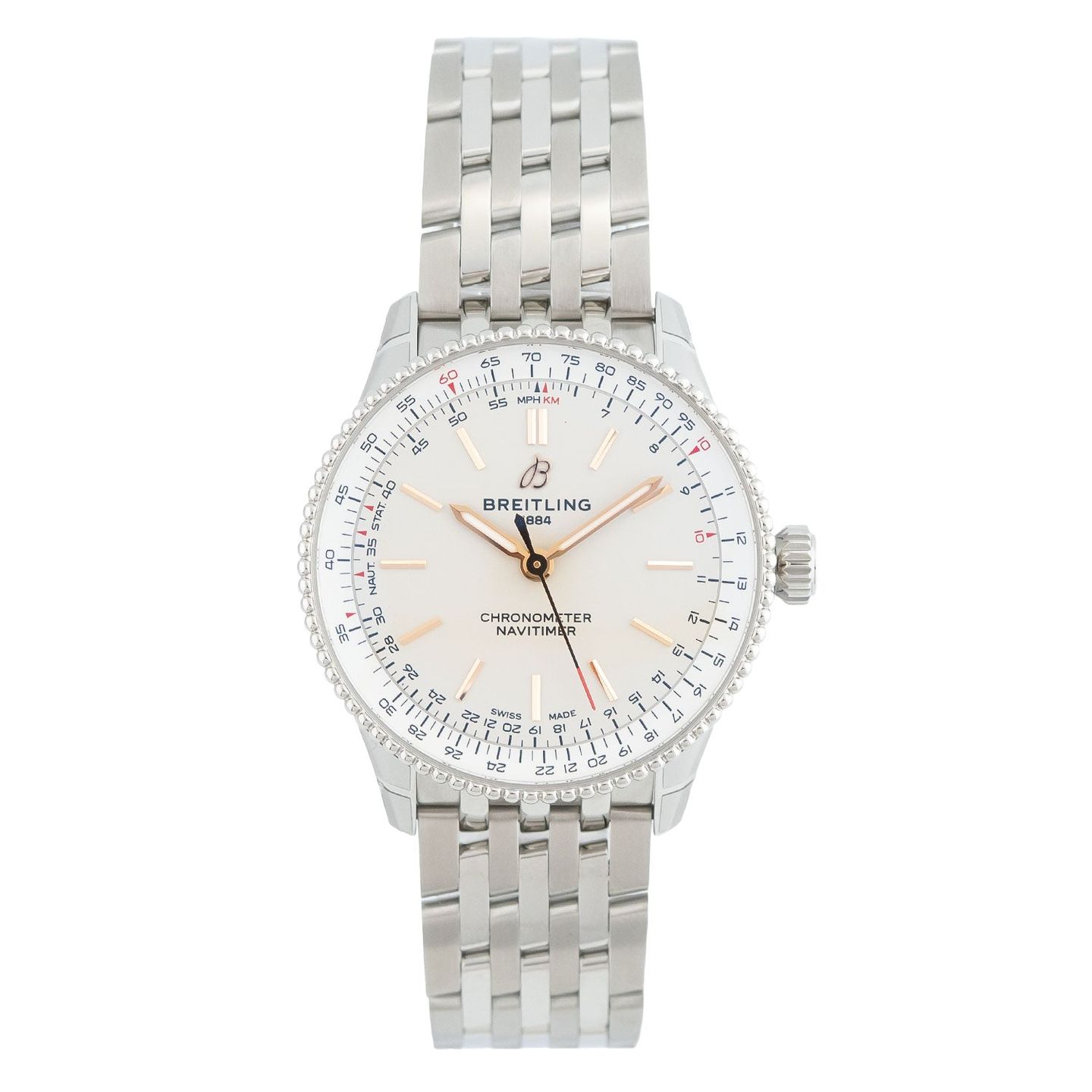Breitling Navitimer A17327211G1A1 (Unknown (random serial)) - White dial 36 mm Steel case (1/5)