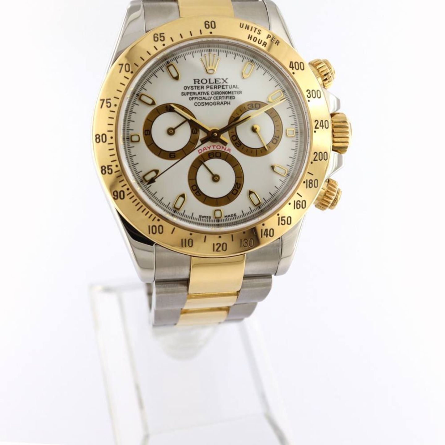 Rolex Daytona 116523 (2004) - White dial 40 mm Gold/Steel case (1/6)