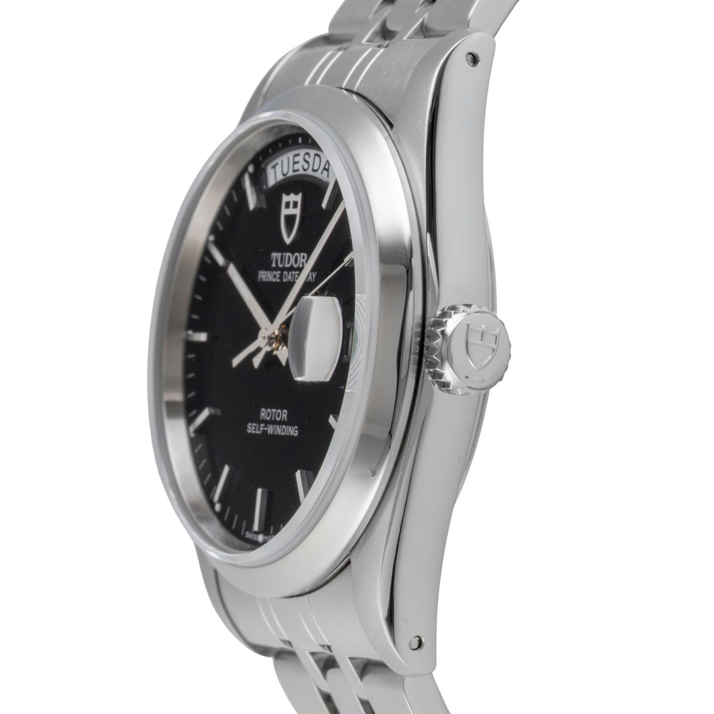 Tudor Prince Date 76200 (Onbekend (willekeurig serienummer)) - Zwart wijzerplaat 36mm Staal (6/8)