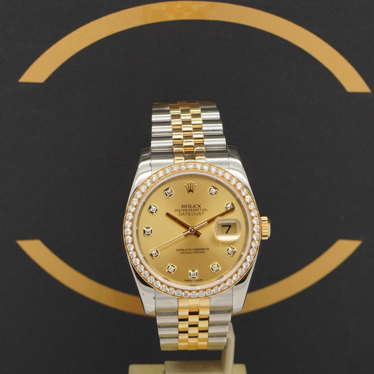 Rolex Datejust 36 116243 (2018) - Gold dial 36 mm Gold/Steel case (1/7)