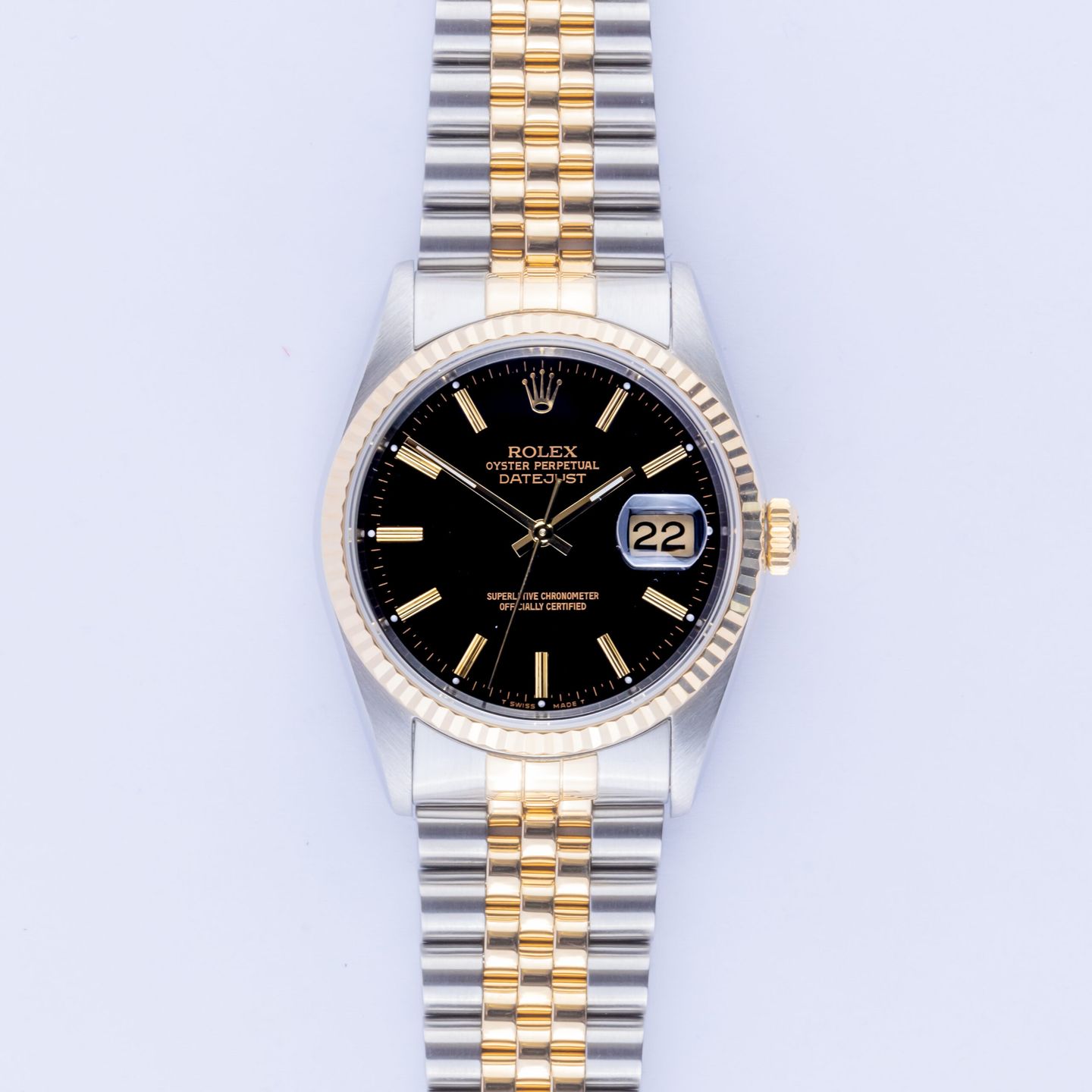 Rolex Datejust 36 16233 (1995) - Zwart wijzerplaat 36mm Goud/Staal (3/8)