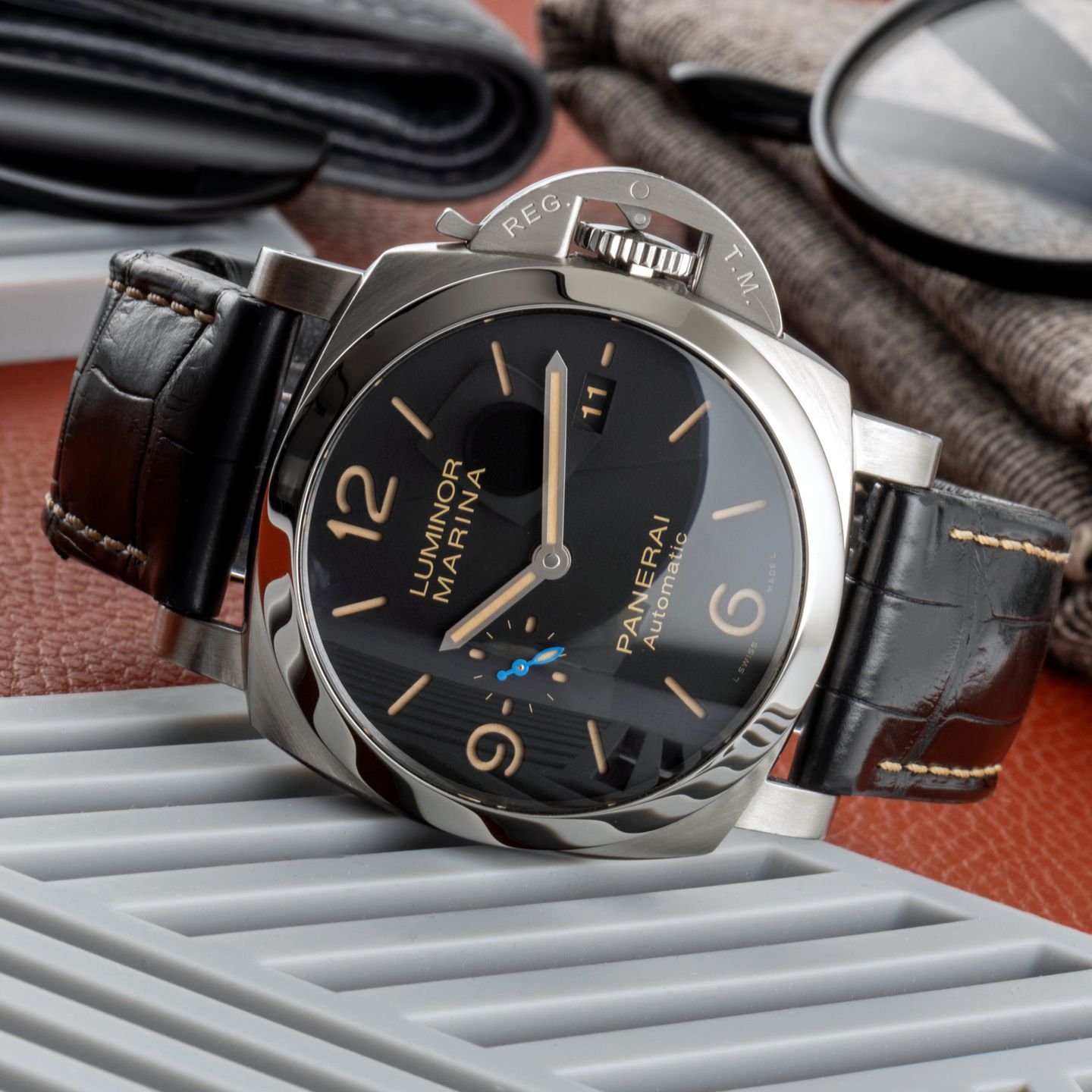 Panerai Luminor Marina 1950 3 Days Automatic PAM01312 (Onbekend (willekeurig serienummer)) - Zwart wijzerplaat 44mm Staal (2/8)