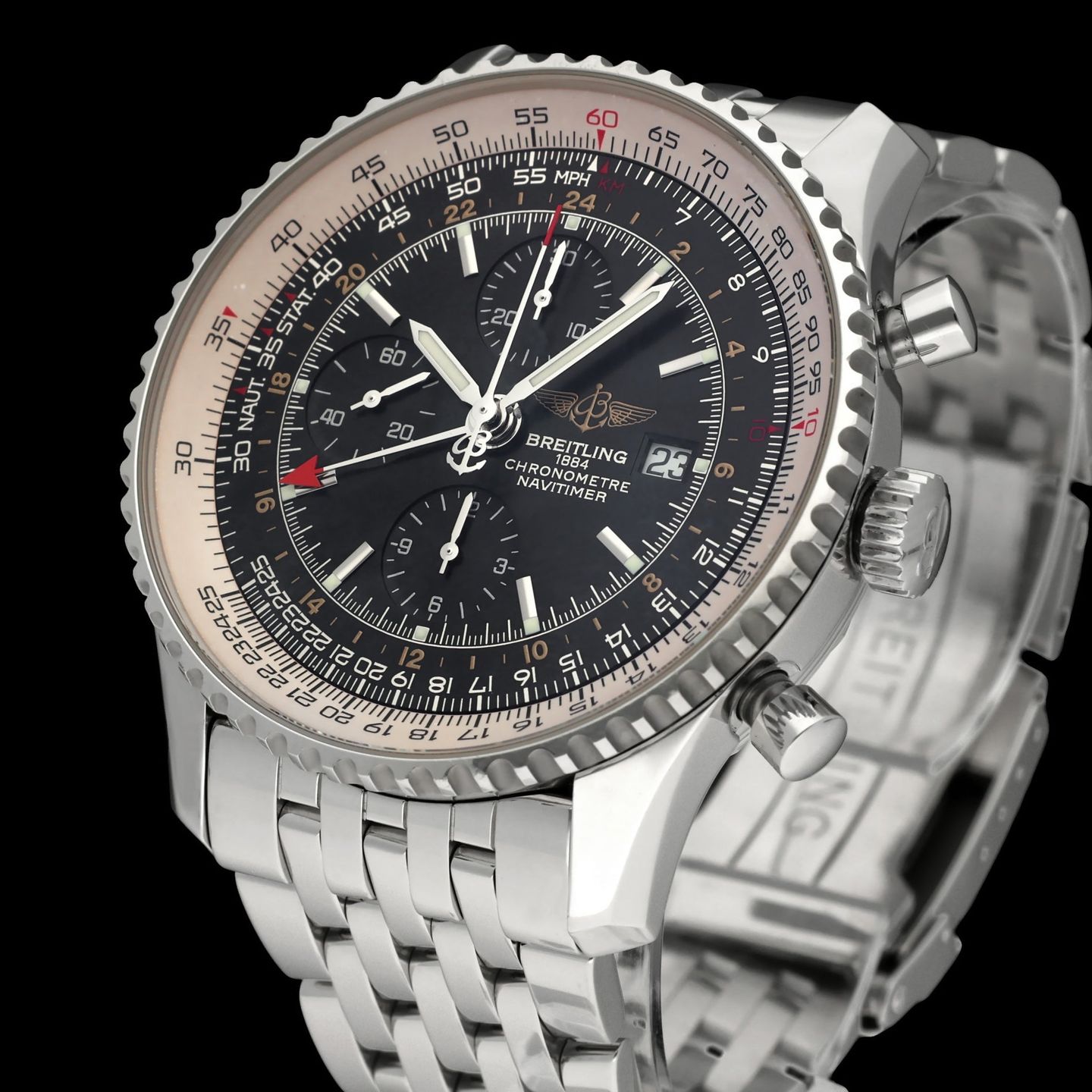 Breitling Navitimer World A24322 (2012) - Black dial 46 mm Steel case (7/8)