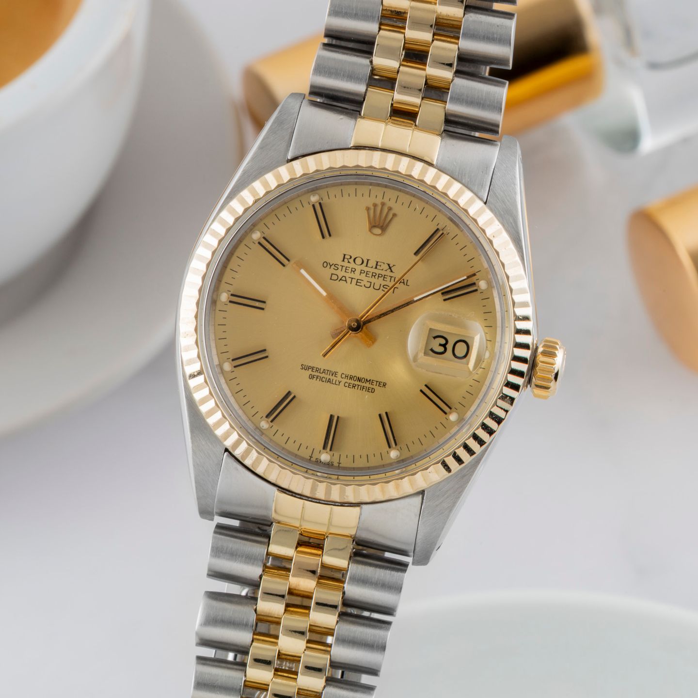 Rolex Datejust 36 16013 (1981) - Champagne dial 36 mm Gold/Steel case (3/8)