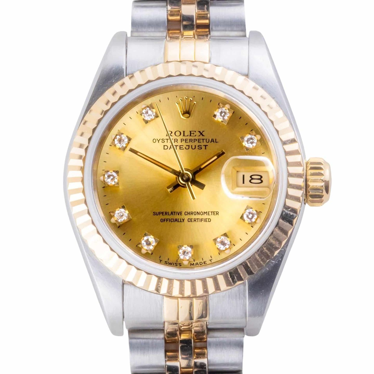 Rolex Lady-Datejust 69173 (1991) - Champagne dial 26 mm Gold/Steel case (3/8)