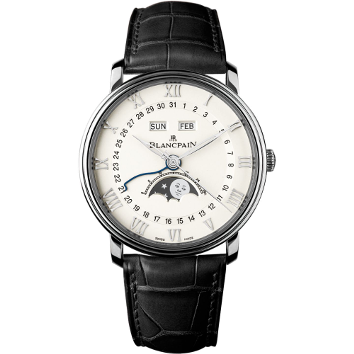 Blancpain Villeret Quantième Complet 6654-1127-55B (2023) - Wit wijzerplaat 40mm Staal (1/1)