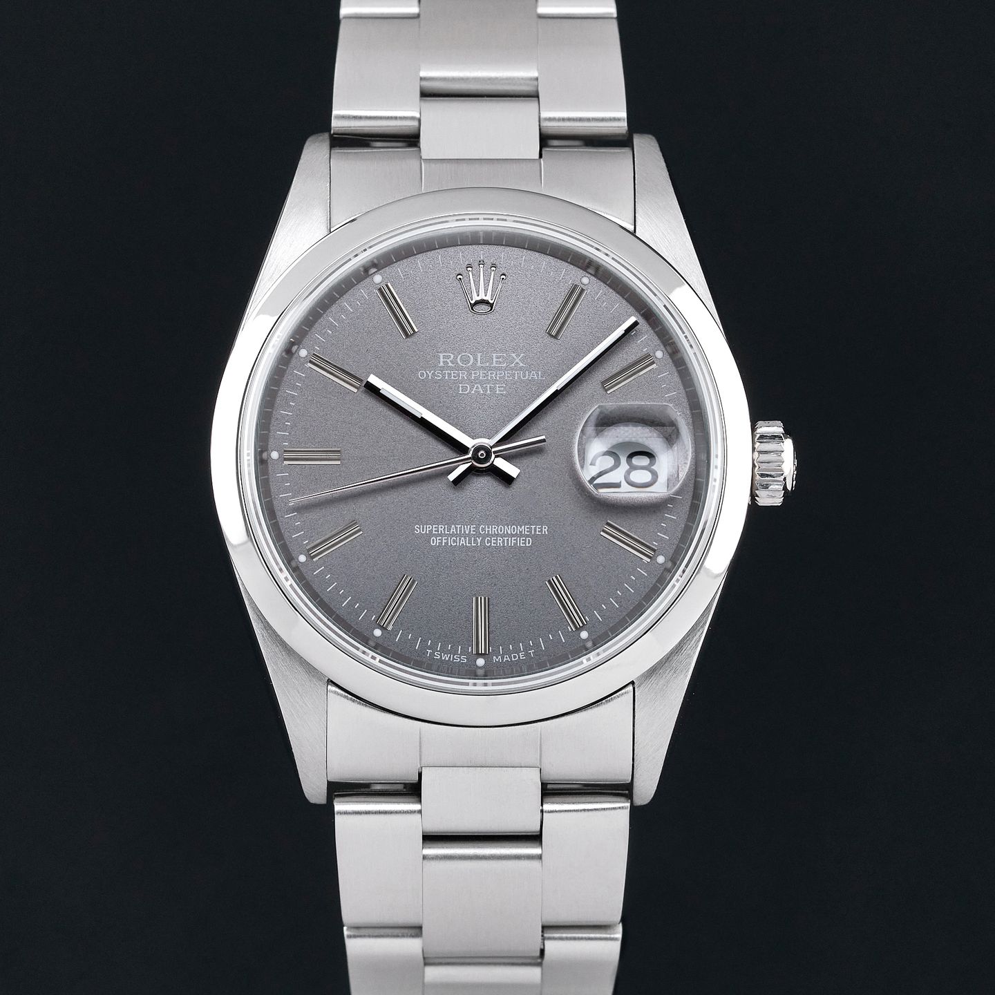 Rolex Oyster Perpetual Date 15200 (1998) - Grey dial 34 mm Steel case (3/8)