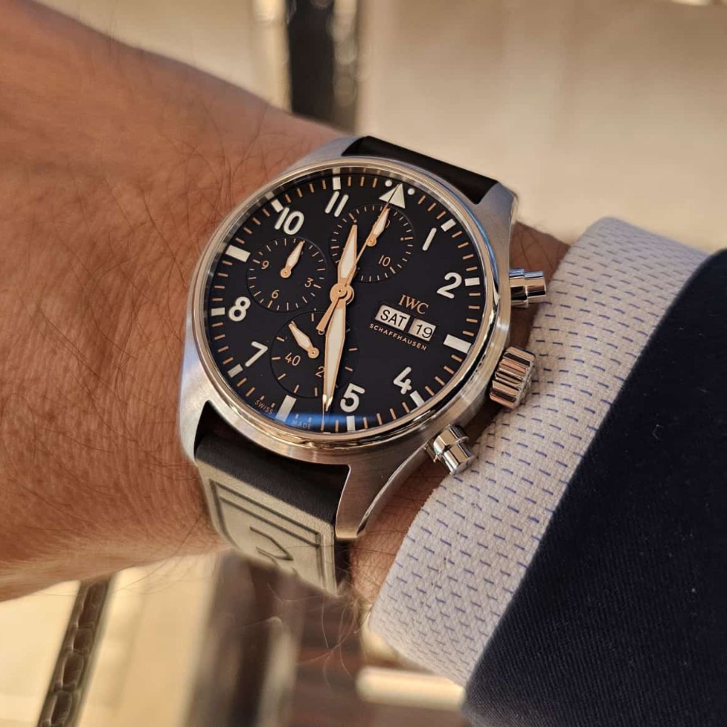 IWC Pilot Chronograph IW378009 (2025) - Zwart wijzerplaat 43mm Staal (1/1)