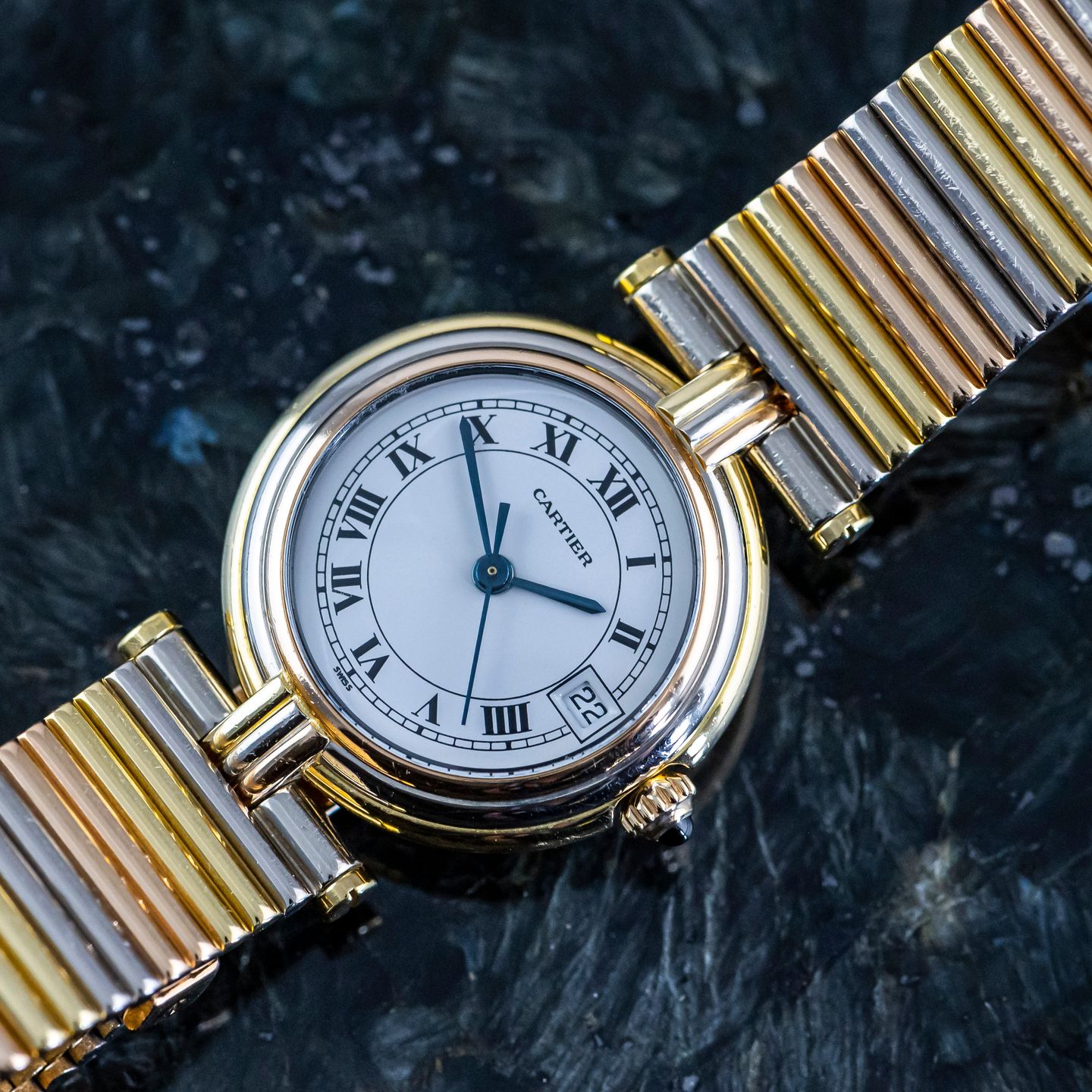 Cartier Vendome Trinity Lady Vendome (1995) - White dial 26 mm Yellow Gold case (1/8)