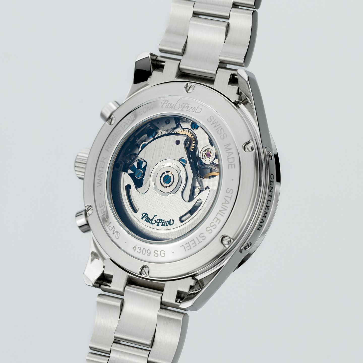 Paul Picot Gentleman P4309.SG.4000.2614 (2022) - Blauw wijzerplaat 42mm Staal (4/8)