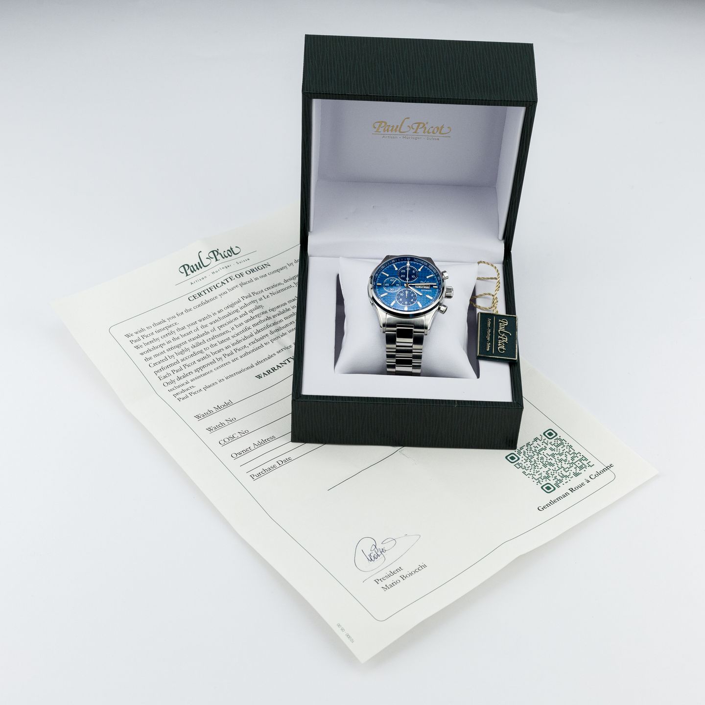 Paul Picot Gentleman P4309.SG.4000.2614 (2022) - Blauw wijzerplaat 42mm Staal (2/8)