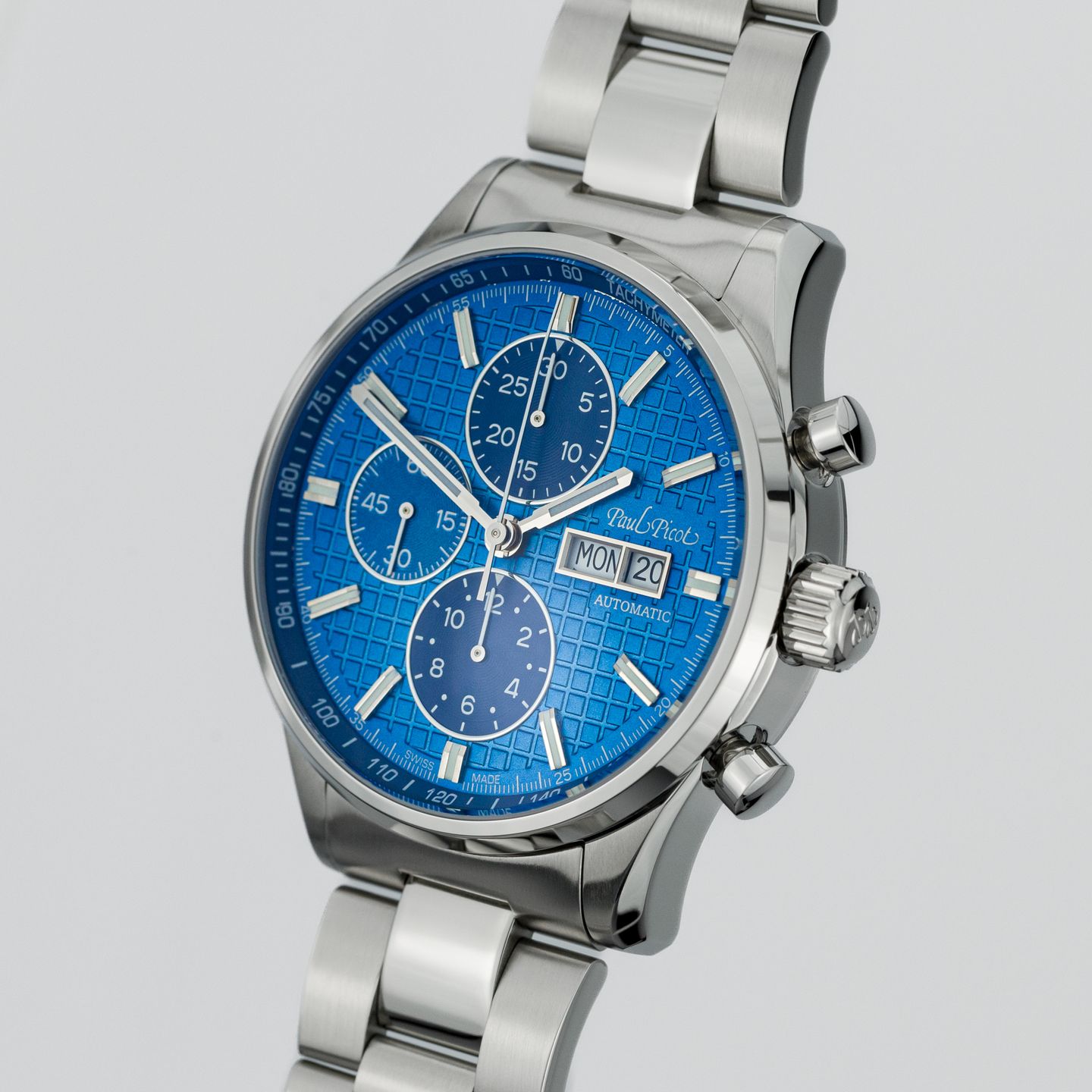 Paul Picot Gentleman P4309.SG.4000.2614 (2022) - Blauw wijzerplaat 42mm Staal (3/8)