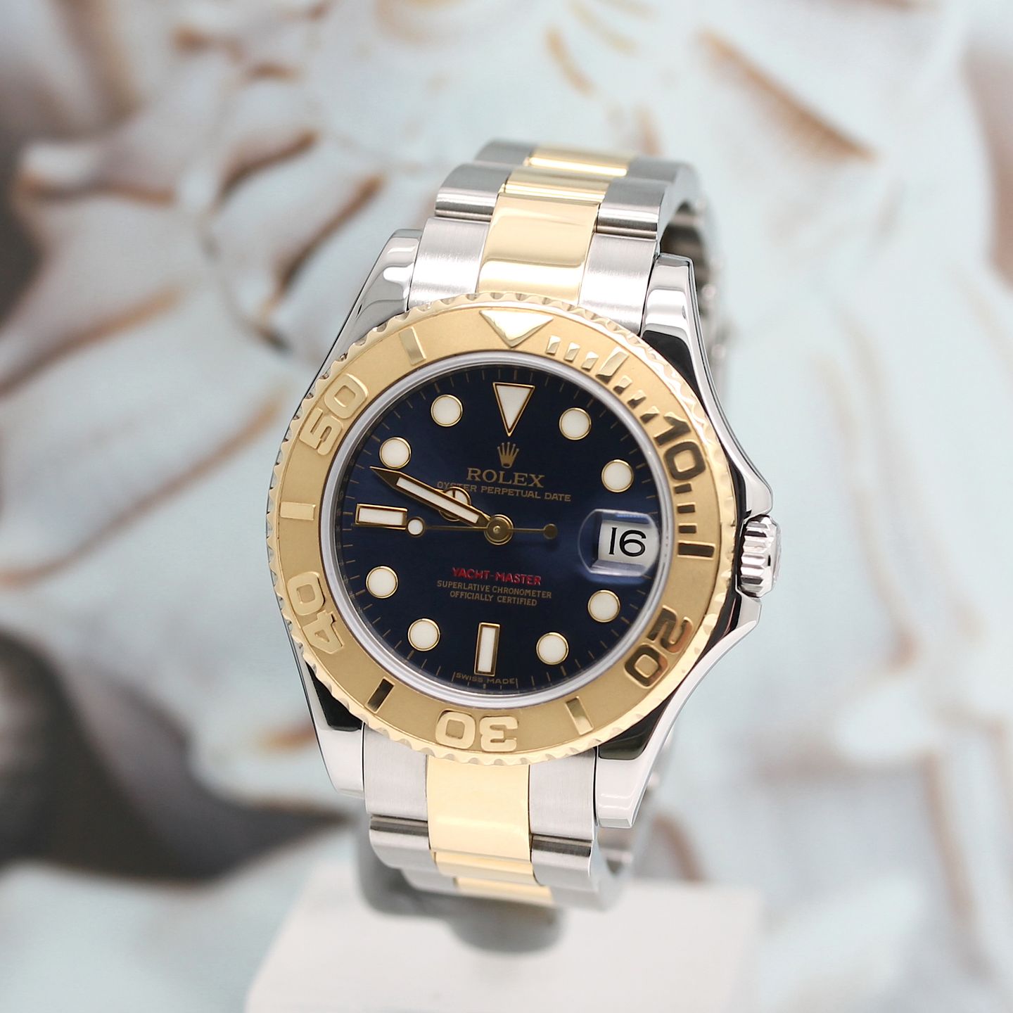 Rolex Yacht-Master 168623 (2016) - Blue dial 35 mm Gold/Steel case (8/8)