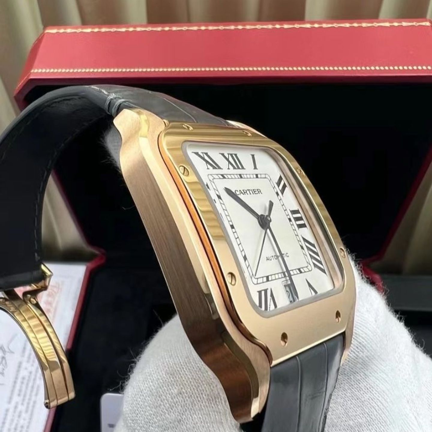 Cartier Santos WGSA0019 (2025) - Zilver wijzerplaat 40mm Roségoud (4/5)