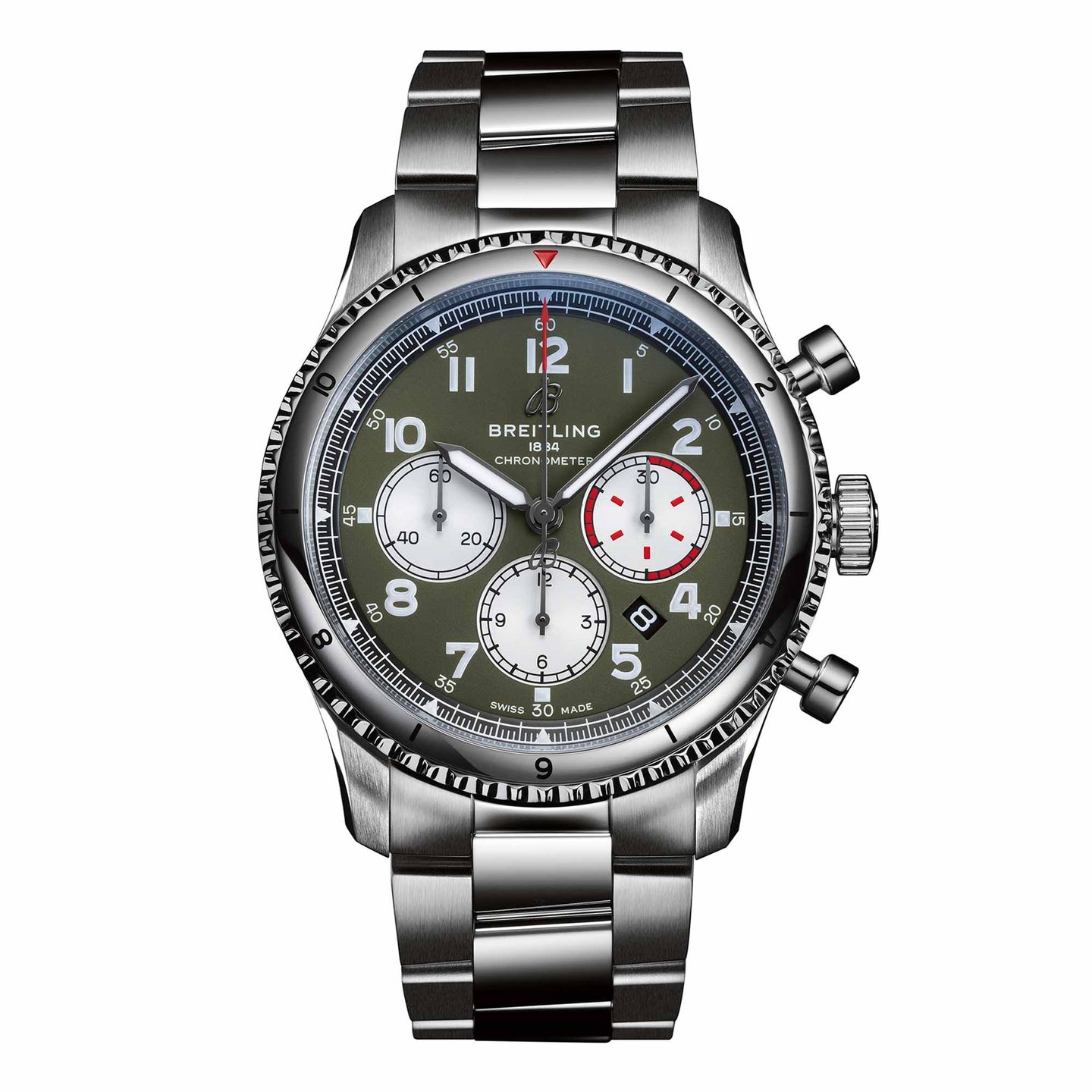 Breitling Aviator 8 AB01192A1L1A1 (2022) - Groen wijzerplaat 43mm Staal (1/1)