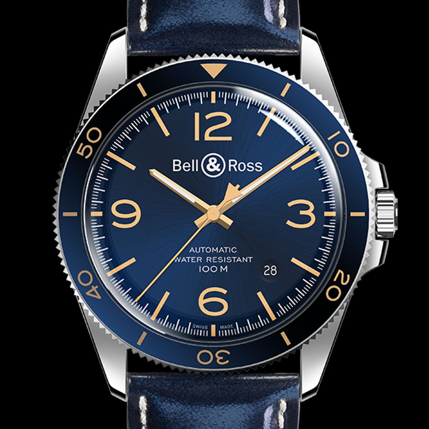 Bell & Ross BR V2 BRV292-BU-G-ST/SCA (2022) - Blauw wijzerplaat 41mm Staal (1/1)