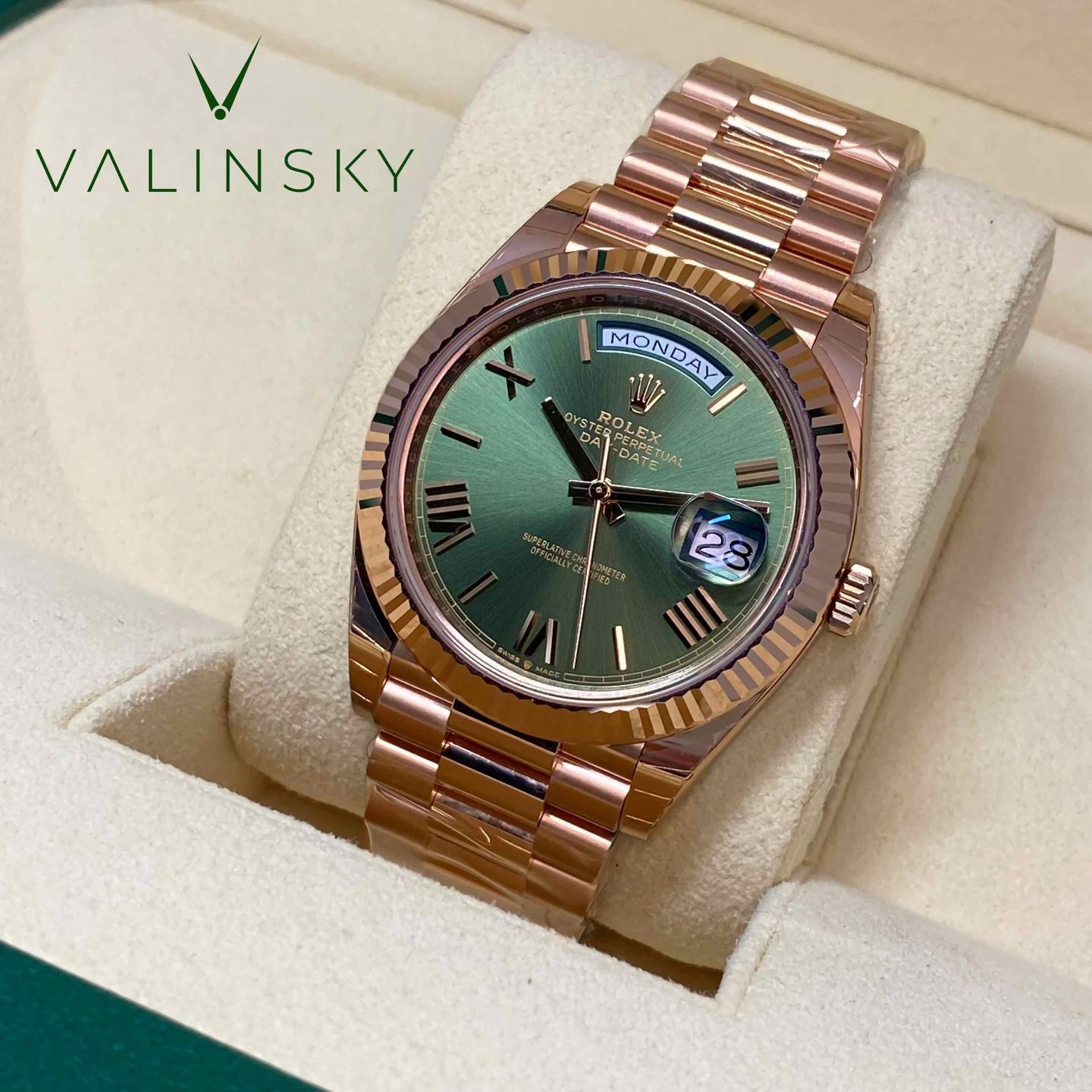Rolex Day-Date 40 228235 (2023) - Green dial 40 mm Rose Gold case (5/5)