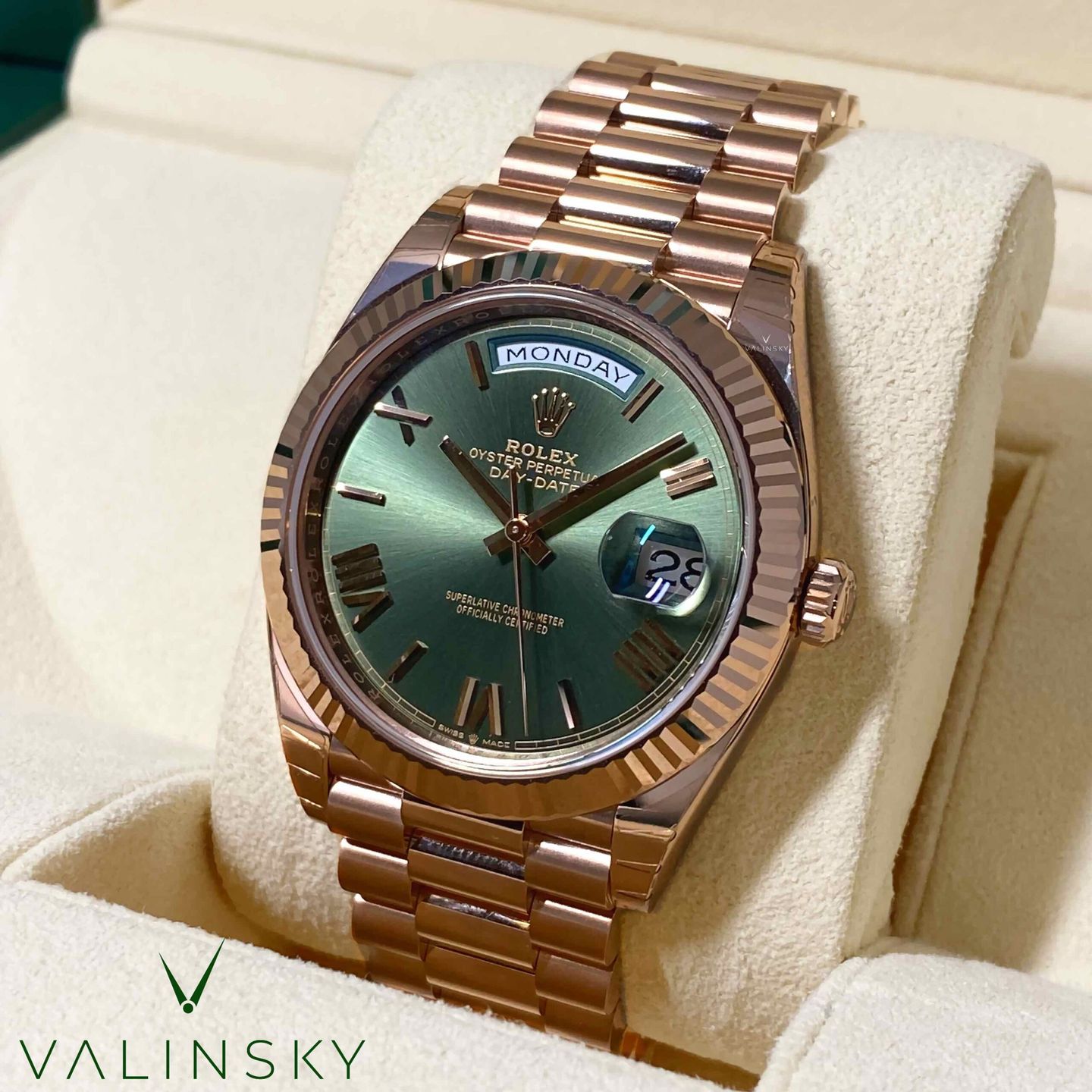 Rolex Day-Date 40 228235 (2023) - Green dial 40 mm Rose Gold case (4/5)