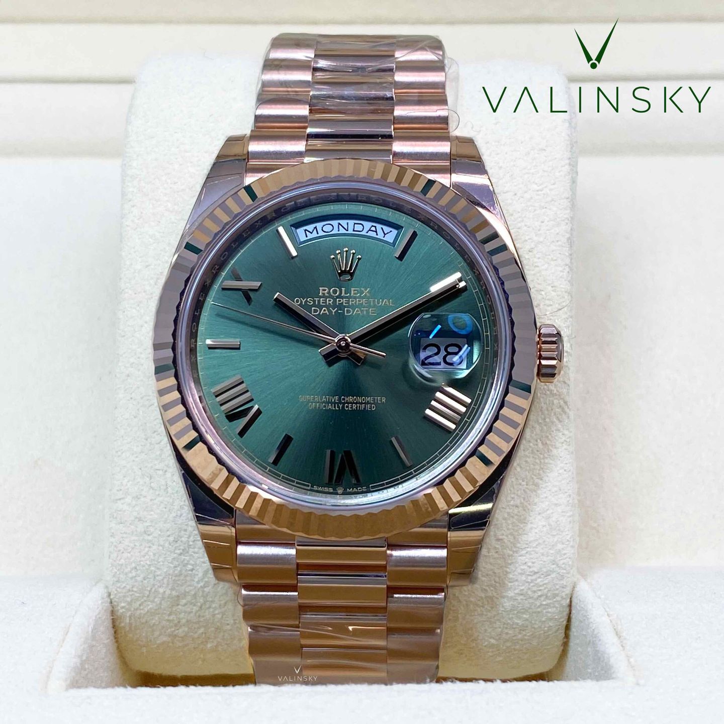 Rolex Day-Date 40 228235 (2023) - Green dial 40 mm Rose Gold case (3/5)