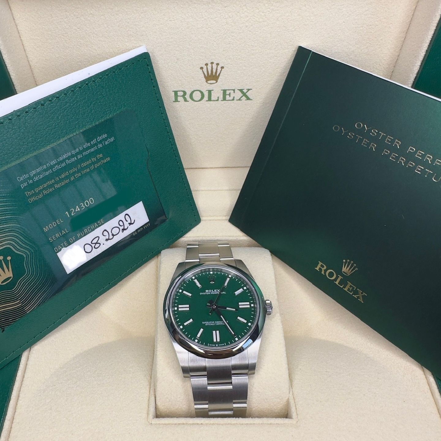 Rolex Oyster Perpetual 124300 (2022) - Groen wijzerplaat 41mm Staal (4/6)
