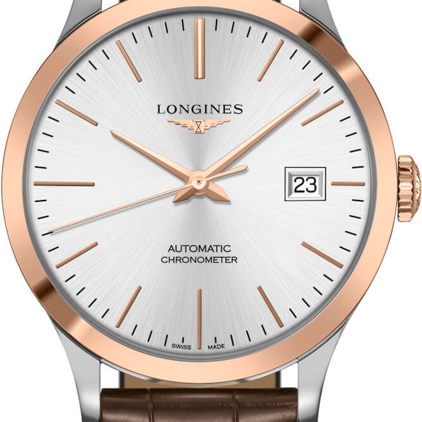 Longines Record L2.821.5.72.2 (2022) - Silver dial 40 mm Gold/Steel case (1/1)