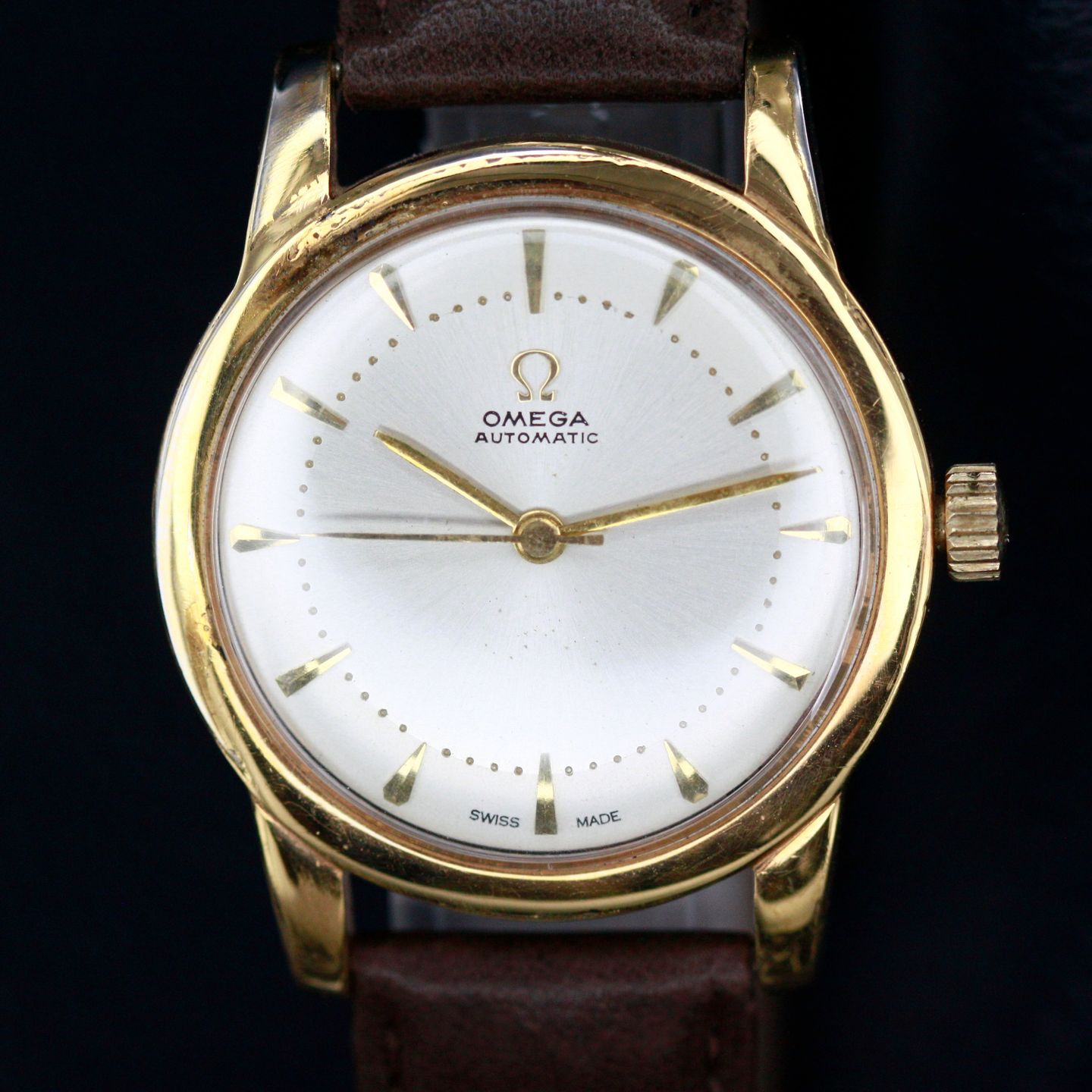 Omega Vintage 2577 23sc (1950) - White dial 34 mm Gold/Steel case (1/8)