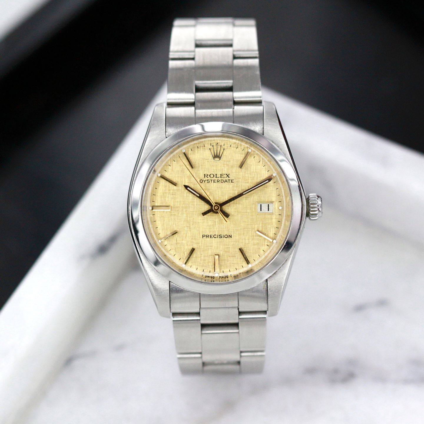 Rolex Oyster Precision 6694 (Unknown (random serial)) - Gold dial 34 mm Steel case (3/8)