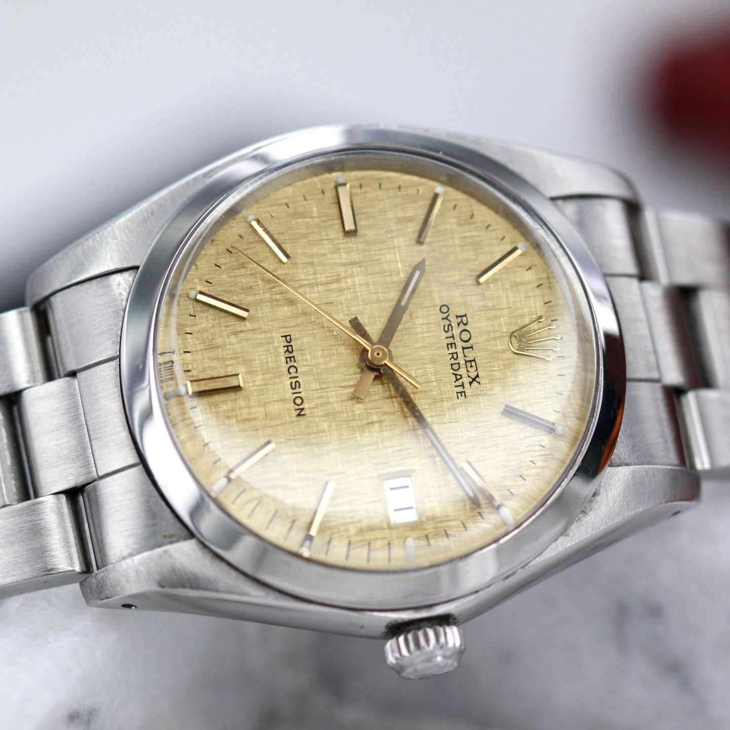 Rolex Oyster Precision 6694 (Unknown (random serial)) - Gold dial 34 mm Steel case (4/8)