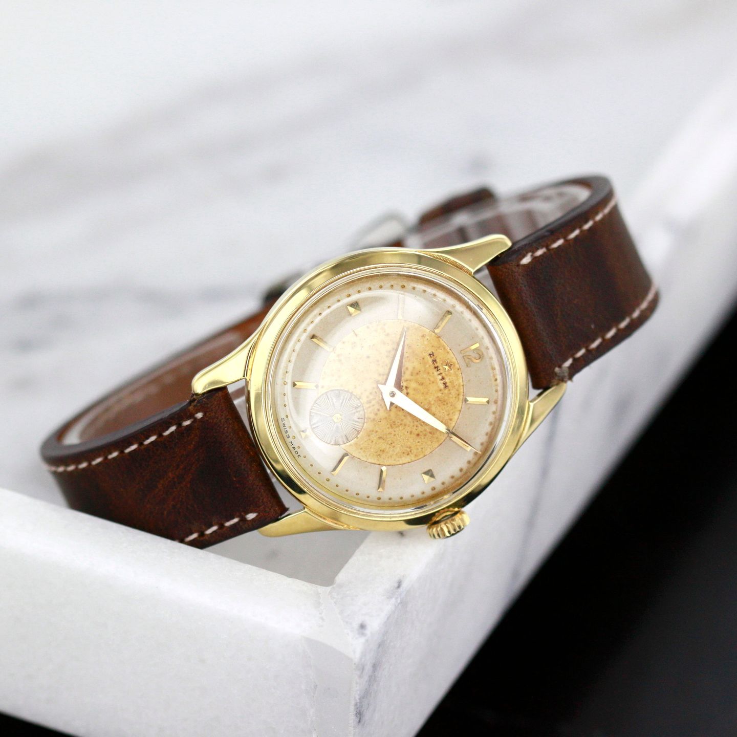 Zenith Vintage Unknown (Unknown (random serial)) - Champagne dial 34 mm Yellow Gold case (7/8)