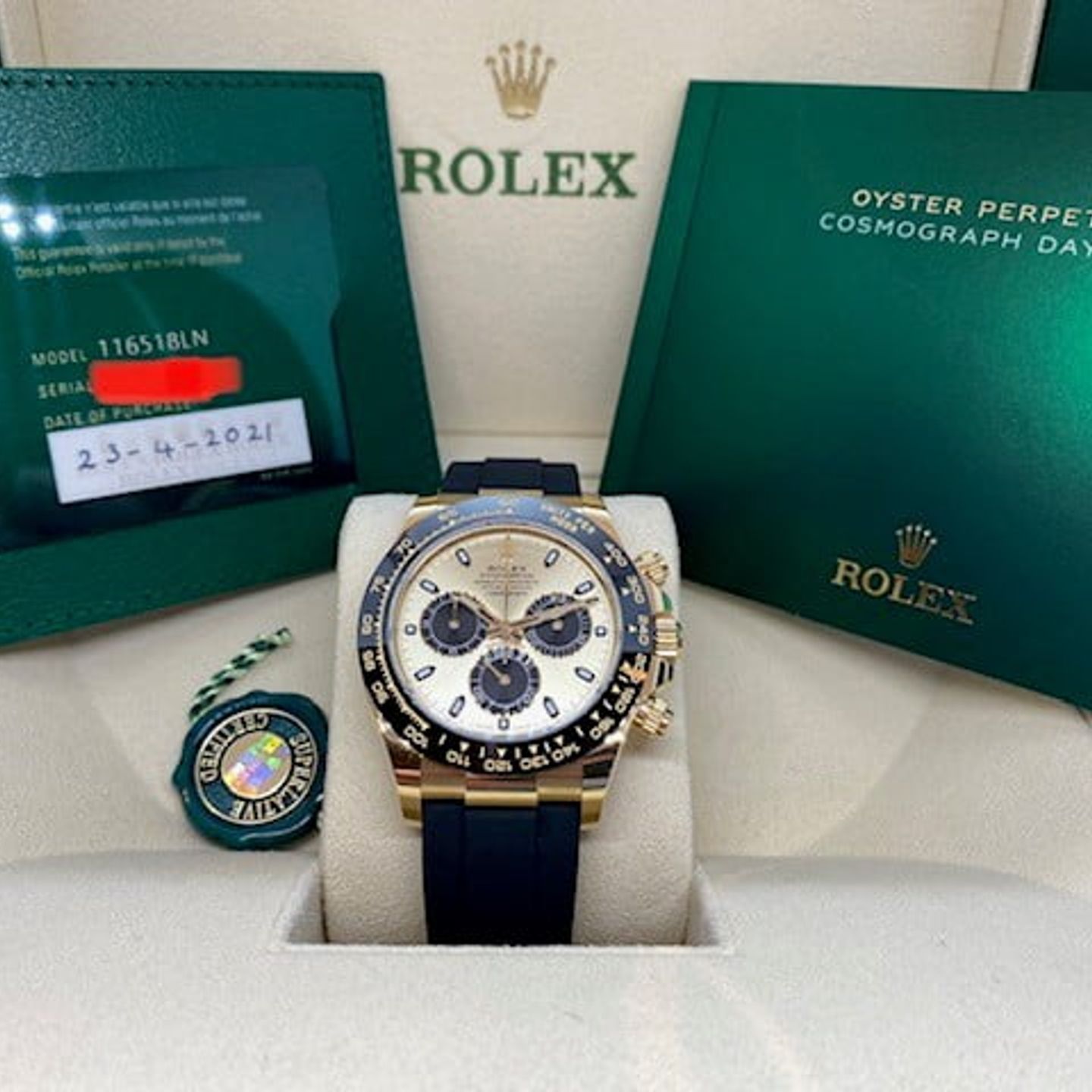 Rolex Daytona 116518LN (2021) - Champagne dial 40 mm Yellow Gold case (7/8)