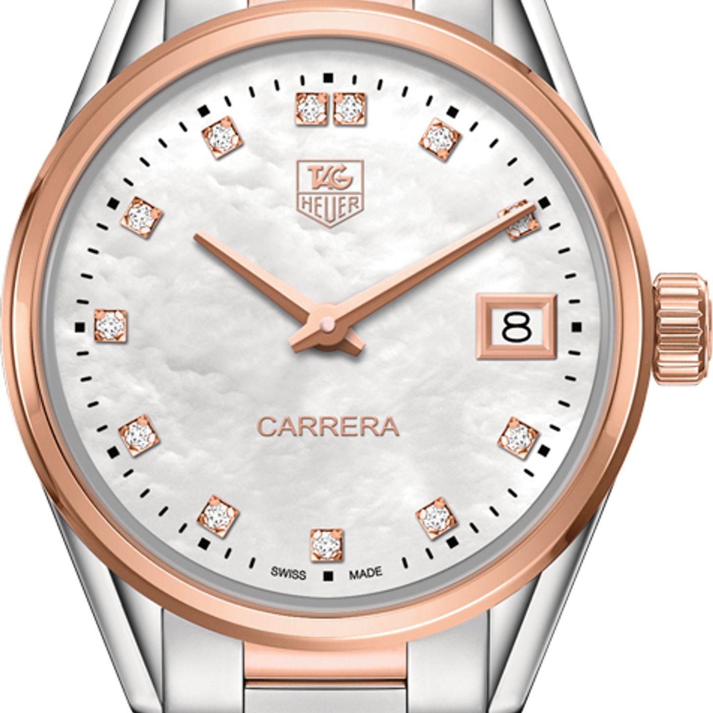 TAG Heuer Carrera Lady WAR1352.BD0779 (2022) - Pearl dial 32 mm Gold/Steel case (1/1)