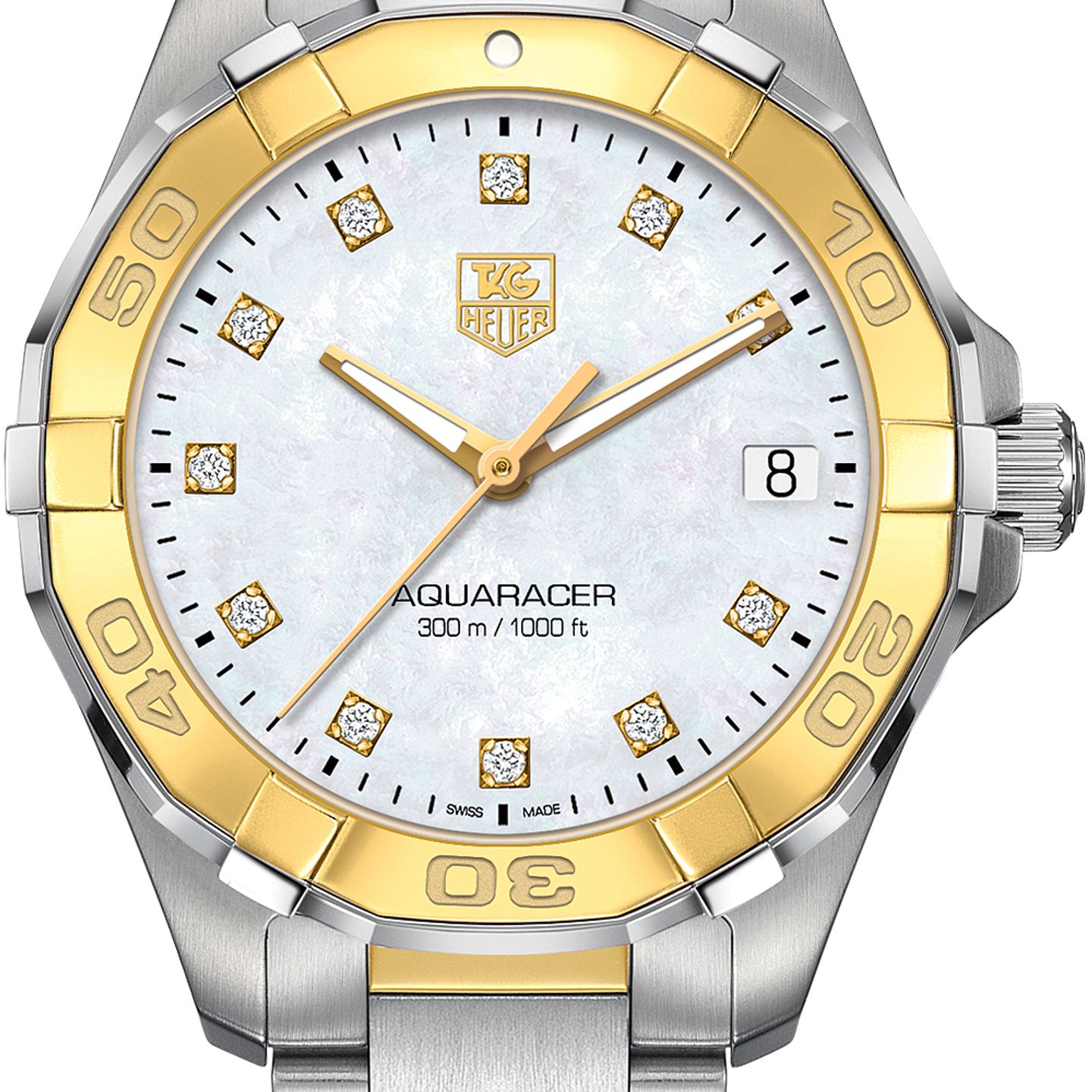 TAG Heuer Aquaracer Lady WAY1351.BD0917 (2022) - Pearl dial 32 mm Gold/Steel case (1/1)