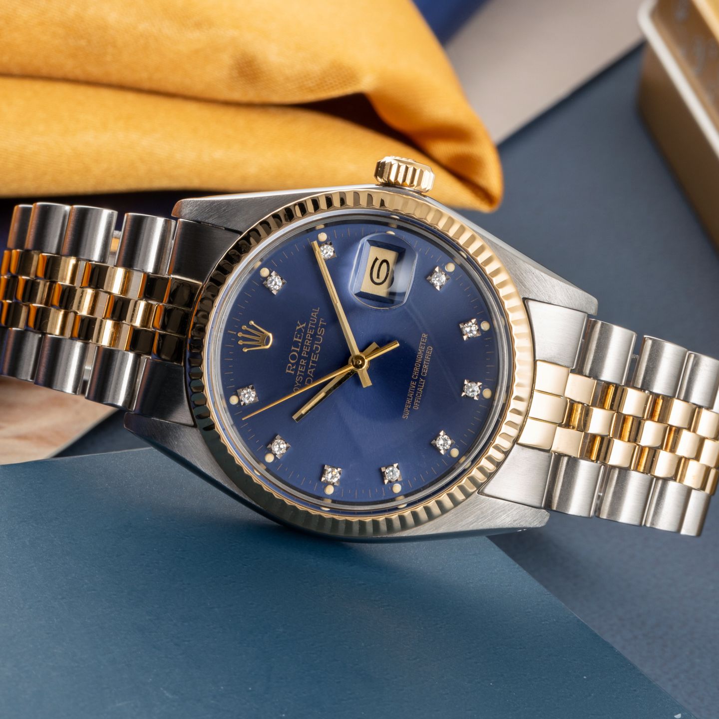 Rolex Datejust 36 16013 (1975) - Blue dial 36 mm Gold/Steel case (2/8)