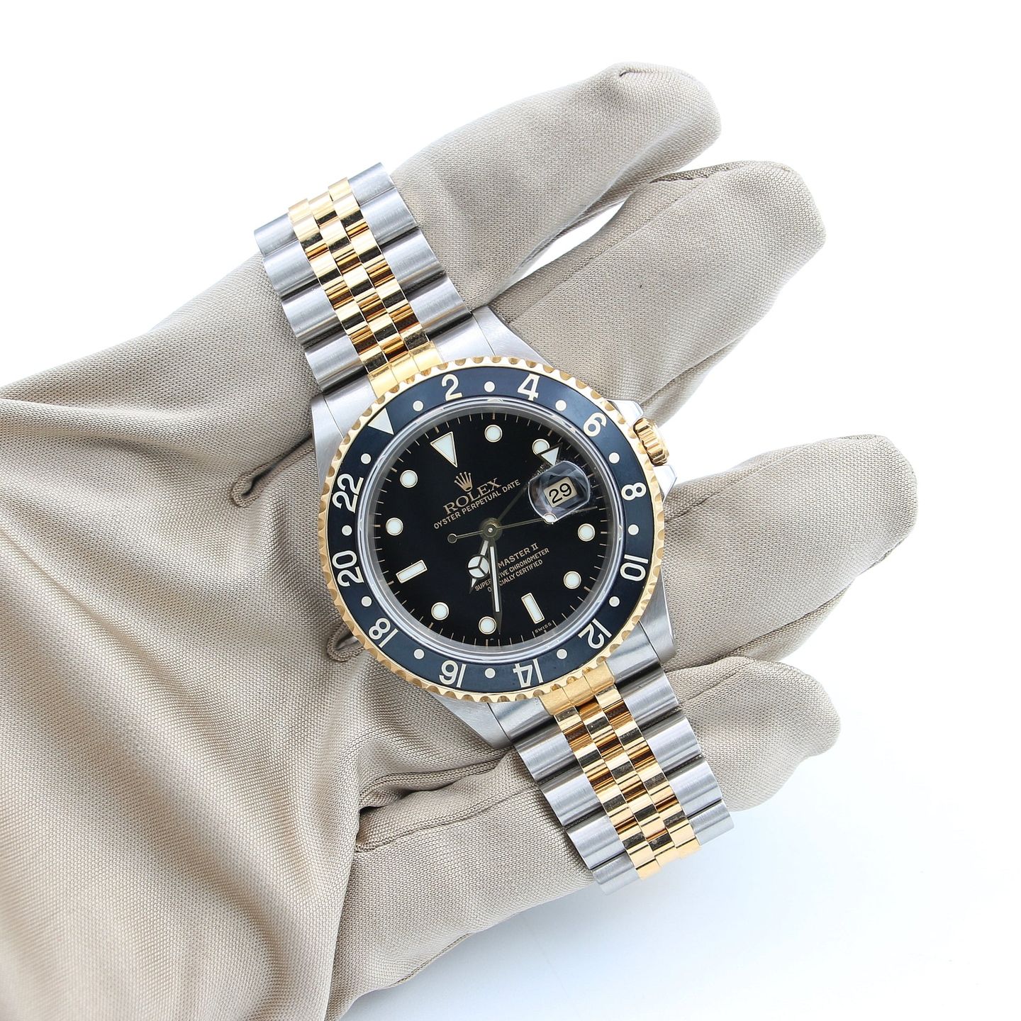 Rolex GMT-Master II 16713 (Unknown (random serial)) - Black dial 40 mm Gold/Steel case (5/8)