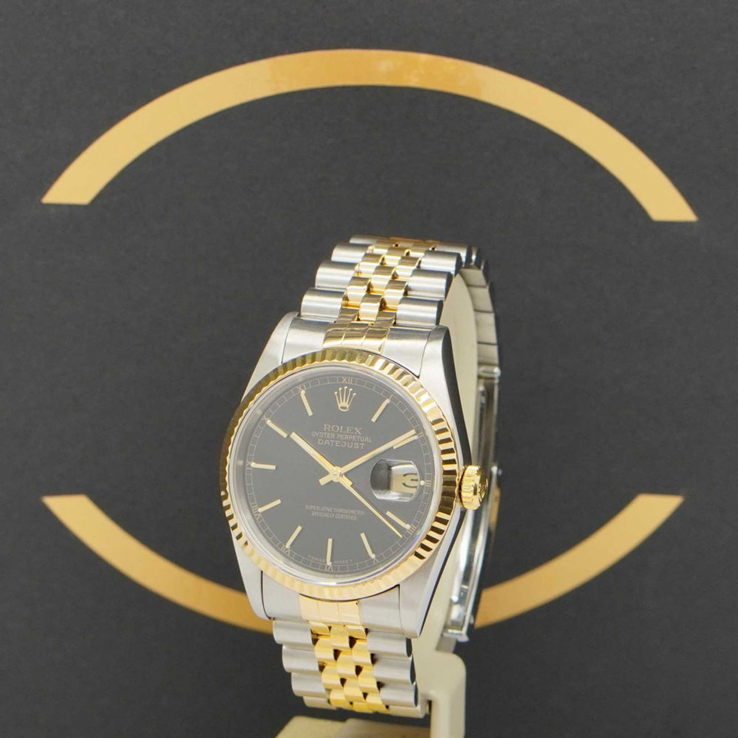 Rolex Datejust 36 16233 (1995) - Zwart wijzerplaat 36mm Goud/Staal (2/7)