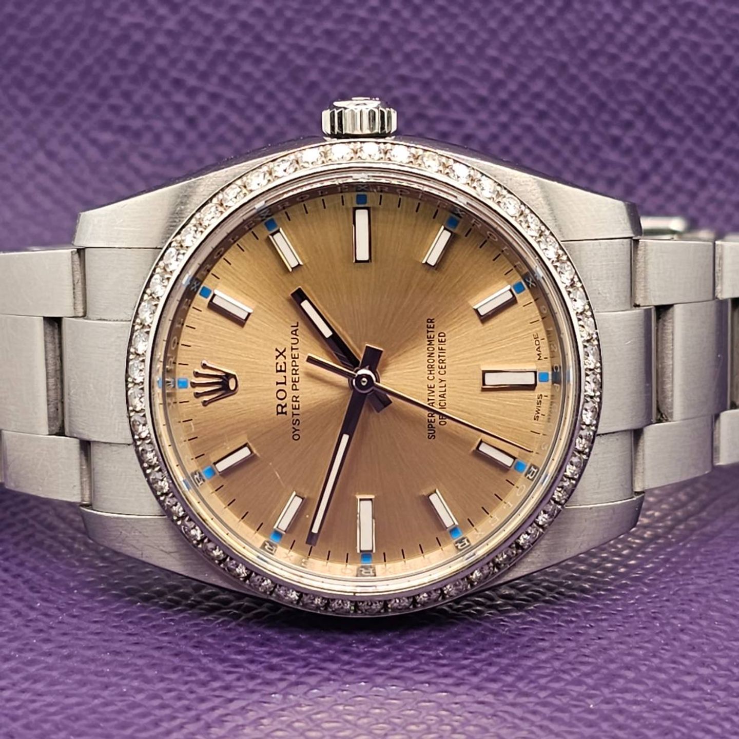 Rolex Oyster Perpetual 34 114200 (2017) - Orange dial 34 mm Steel case (3/5)