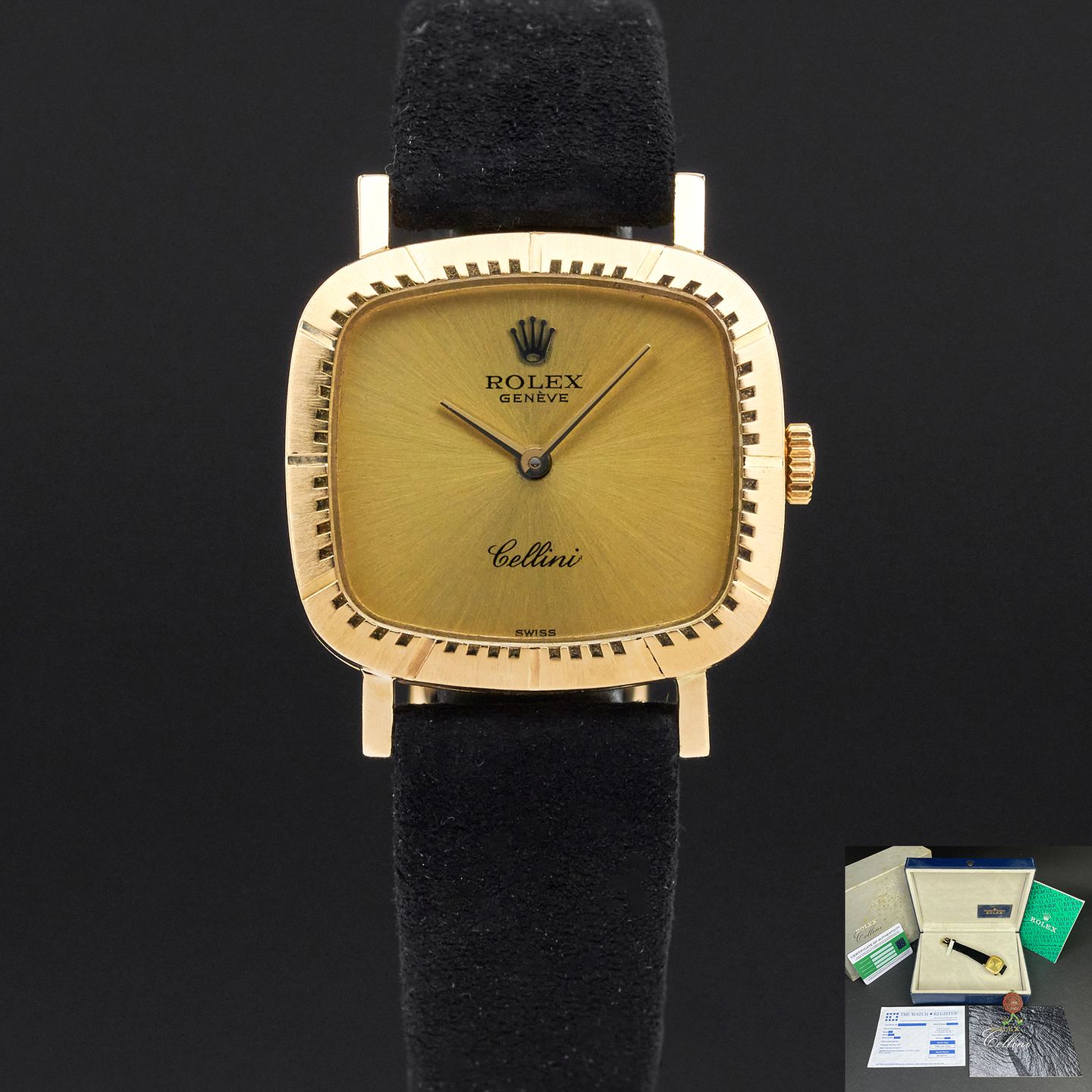 Rolex Cellini 4082 (1990) - Champagne dial 24 mm Yellow Gold case (1/8)