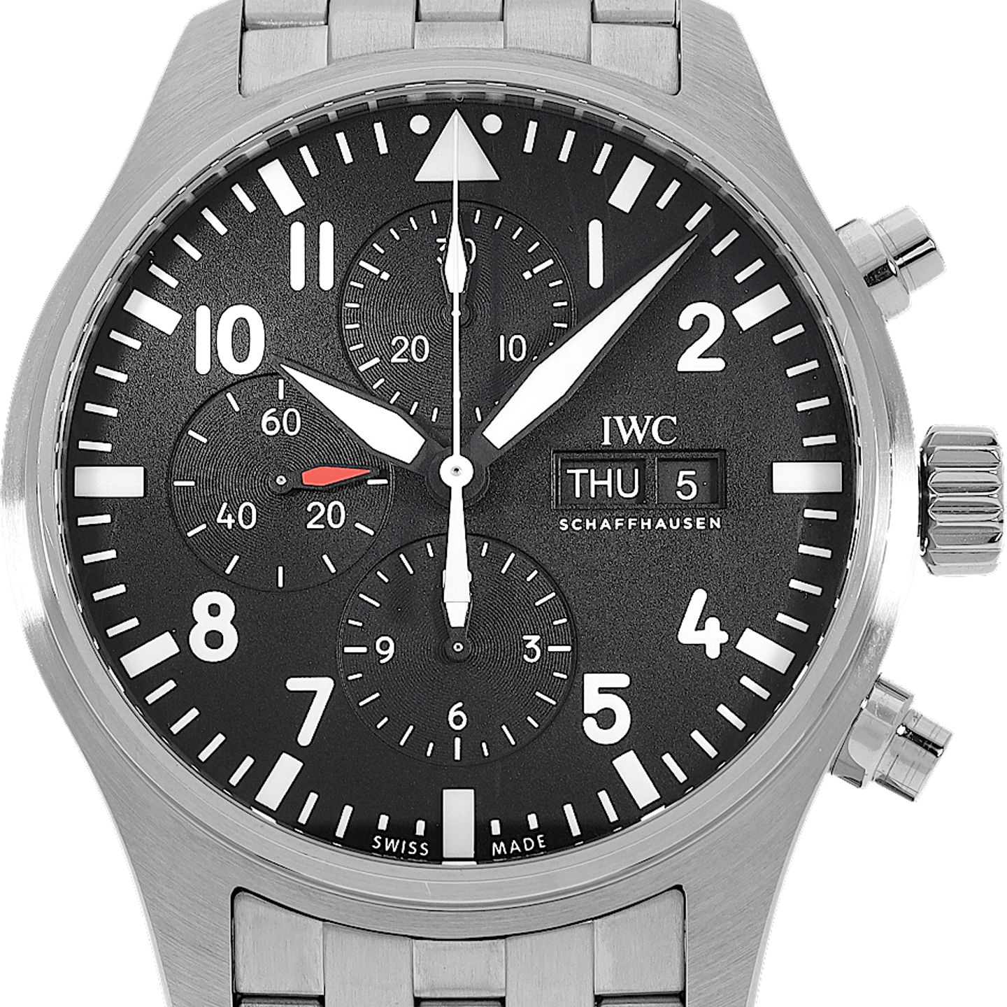 IWC Pilot Chronograph IW377710 (2021) - Zwart wijzerplaat 43mm Staal (1/5)