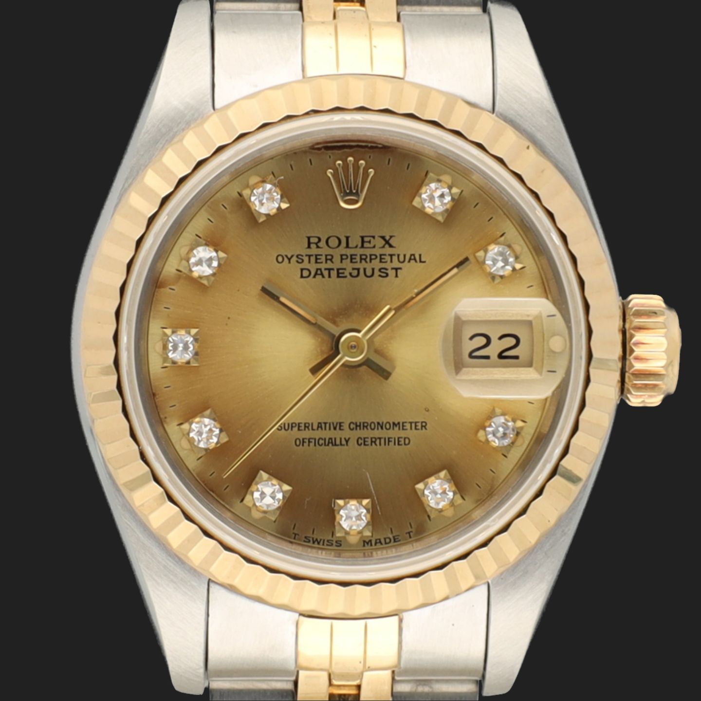 Rolex Lady-Datejust 69173 (1988) - Champagne dial 26 mm Gold/Steel case (2/8)