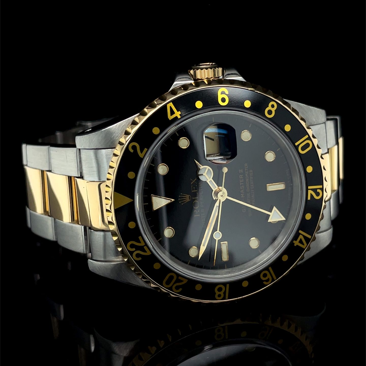 Rolex GMT-Master II 16713 (1989) - Black dial 40 mm Gold/Steel case (8/8)