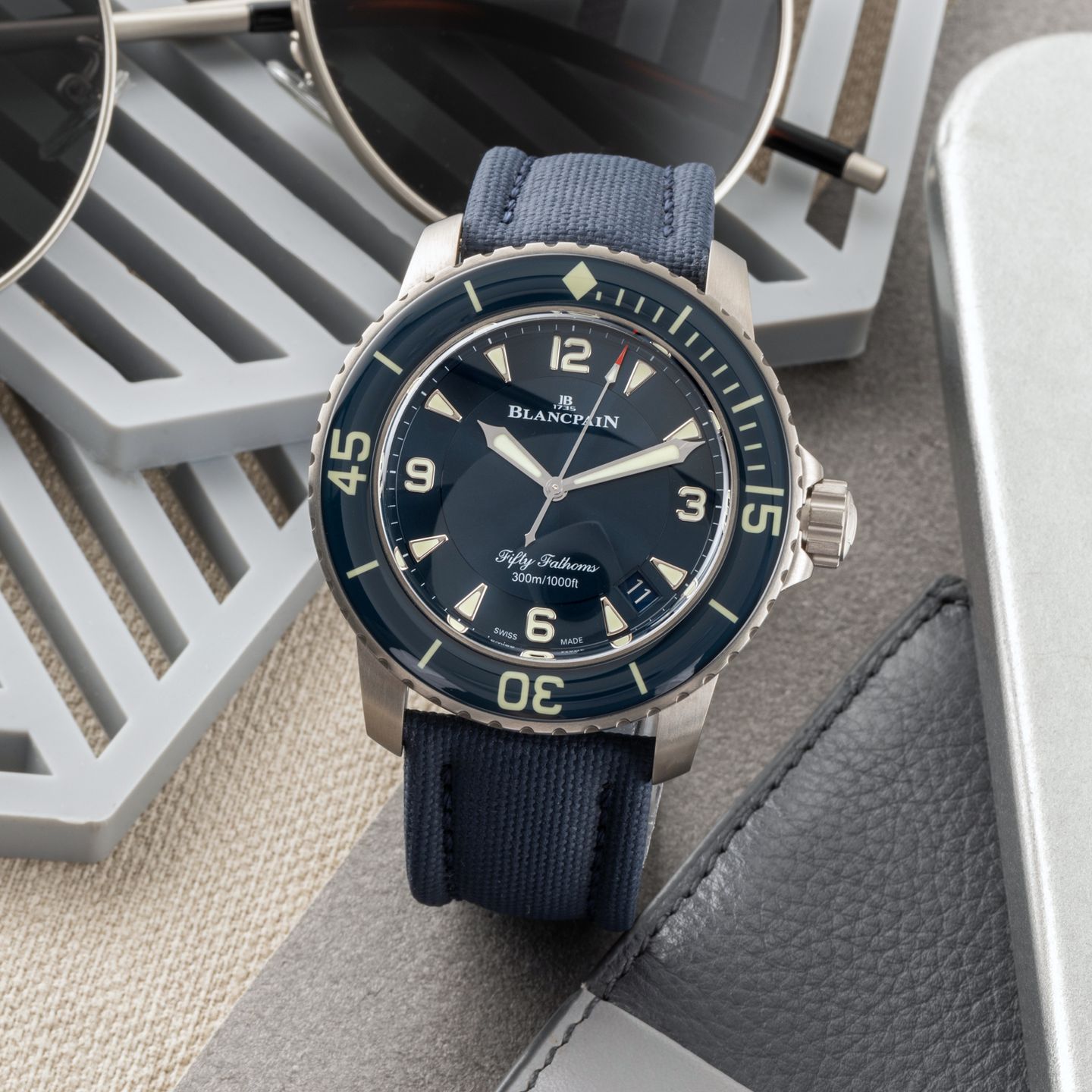 Blancpain Fifty Fathoms 5015 12B40 052A (Unknown (random serial)) - Black dial 45 mm Titanium case (1/8)