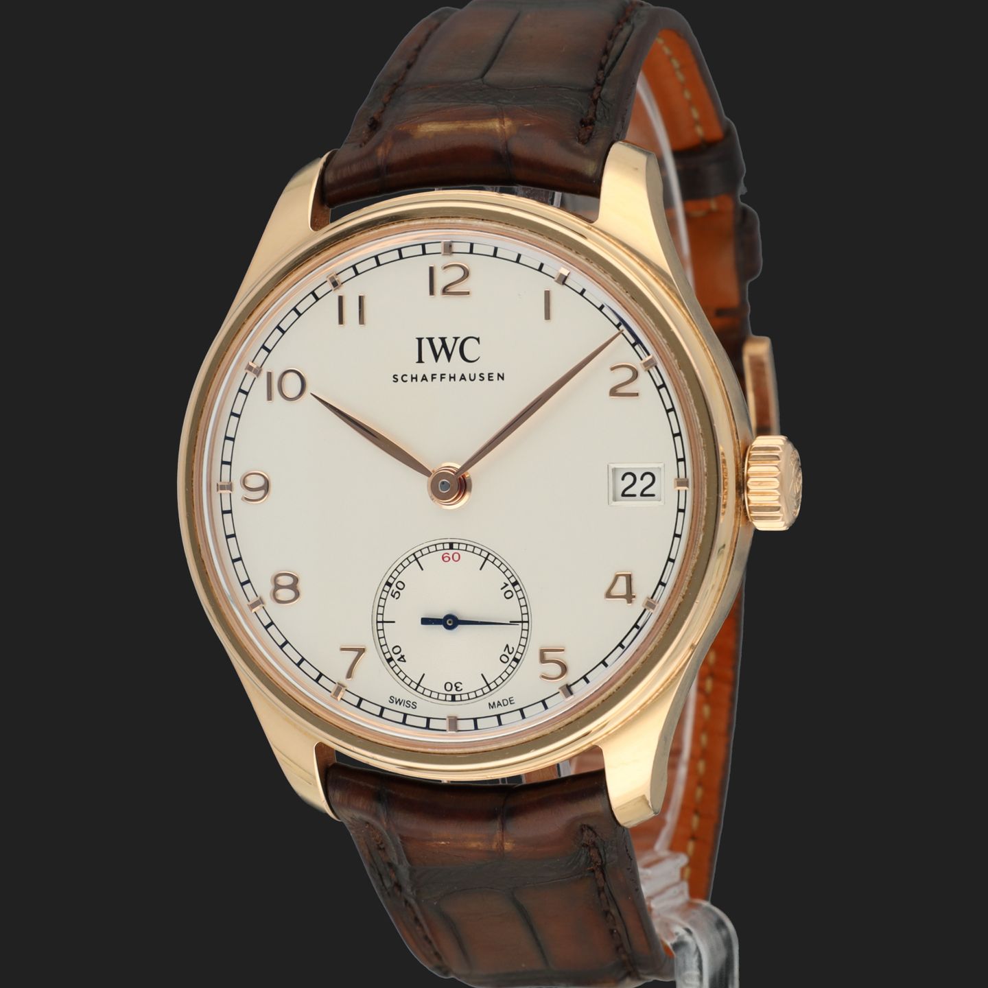 IWC Portuguese Hand-Wound IW510204 (Unknown (random serial)) - Silver dial 43 mm Red Gold case (1/8)