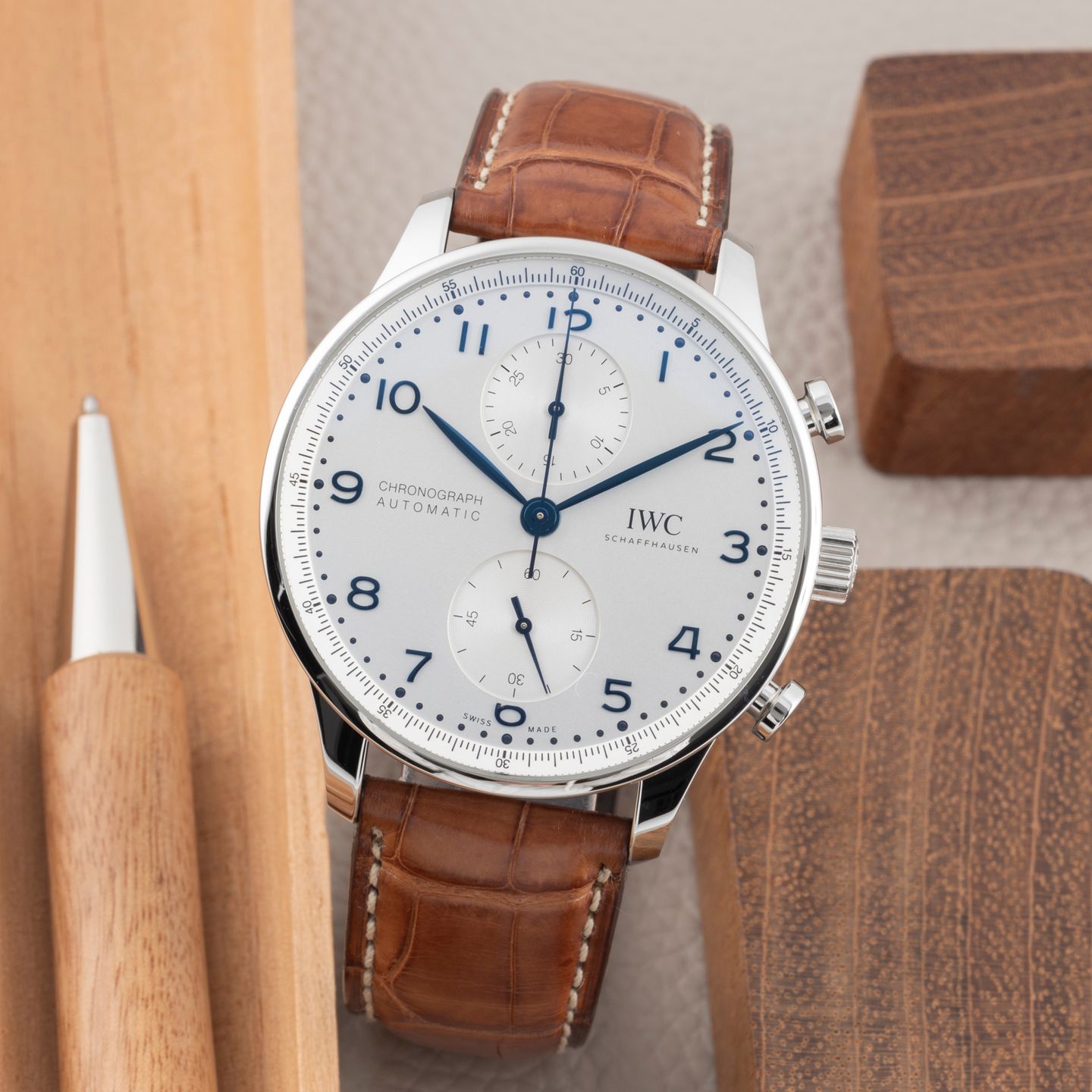 IWC Portuguese Chronograph IW371617 (2020) - Silver dial 41 mm Steel case (1/8)