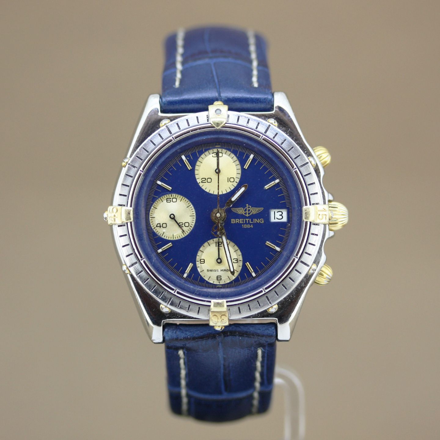 Breitling Chronomat 81950 (1985) - Blue dial 39 mm Gold/Steel case (1/8)