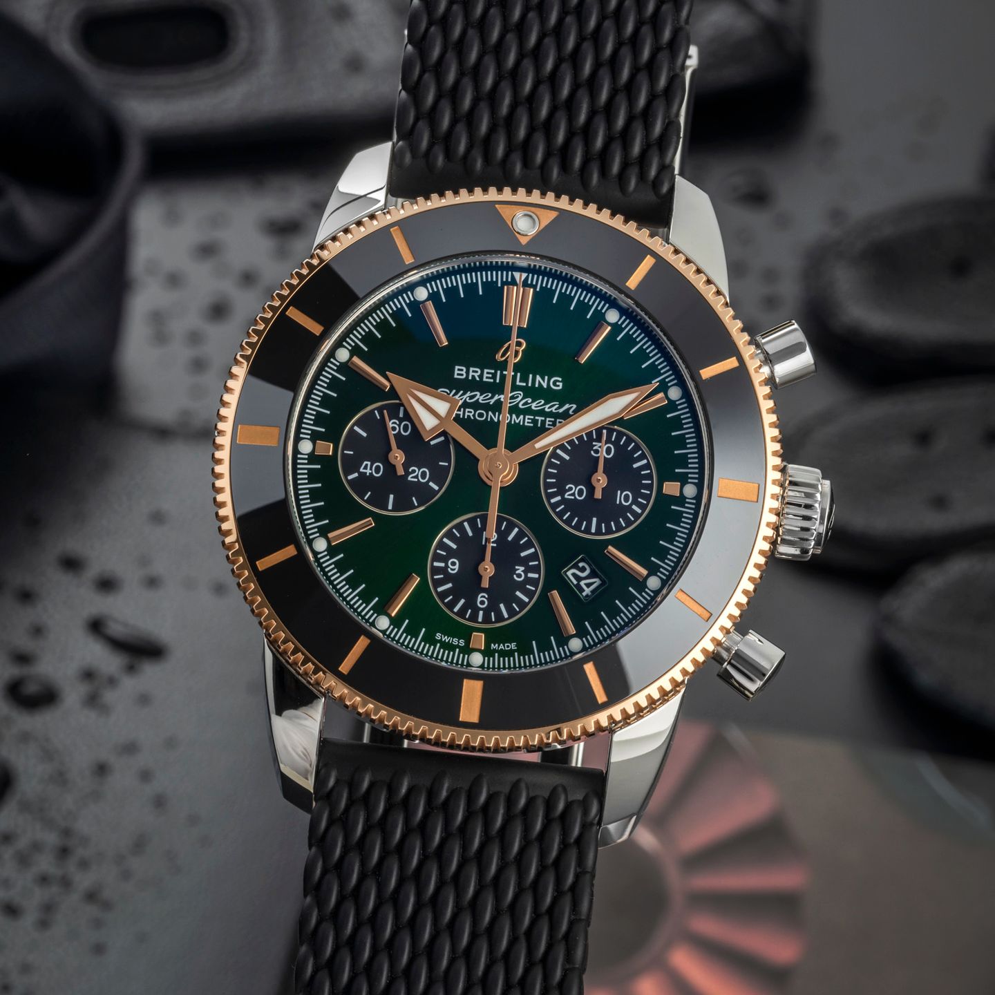 Breitling Superocean Heritage II Chronograph UB01622A1L1S1 (2022) - Green dial 44 mm Steel case (3/8)