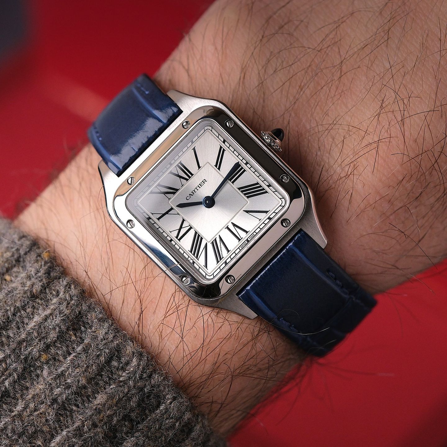 Cartier Santos Dumont WSSA0023 (Unknown (random serial)) - Silver dial 28 mm Steel case (2/8)