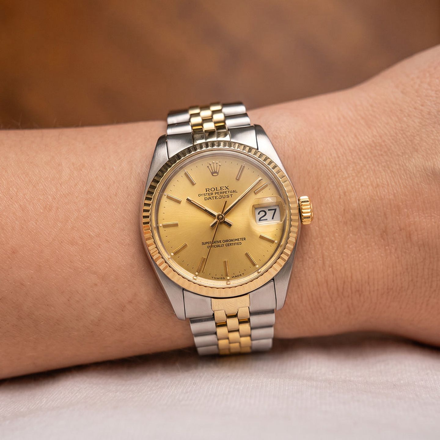 Rolex Datejust 6827 (1978) - Champagne dial 31 mm Gold/Steel case (2/8)