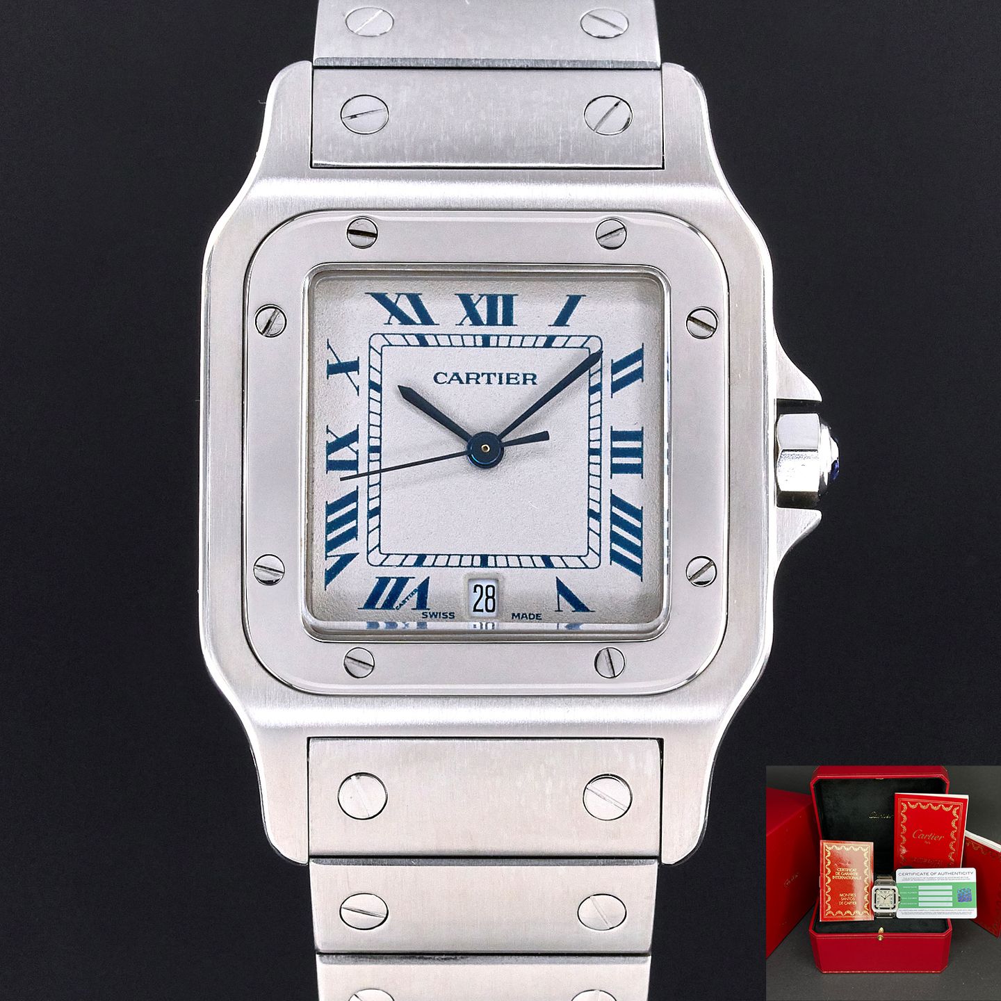 Cartier Santos Galbée W20018D6 (Onbekend (willekeurig serienummer)) - Zilver wijzerplaat 29mm Staal (1/7)