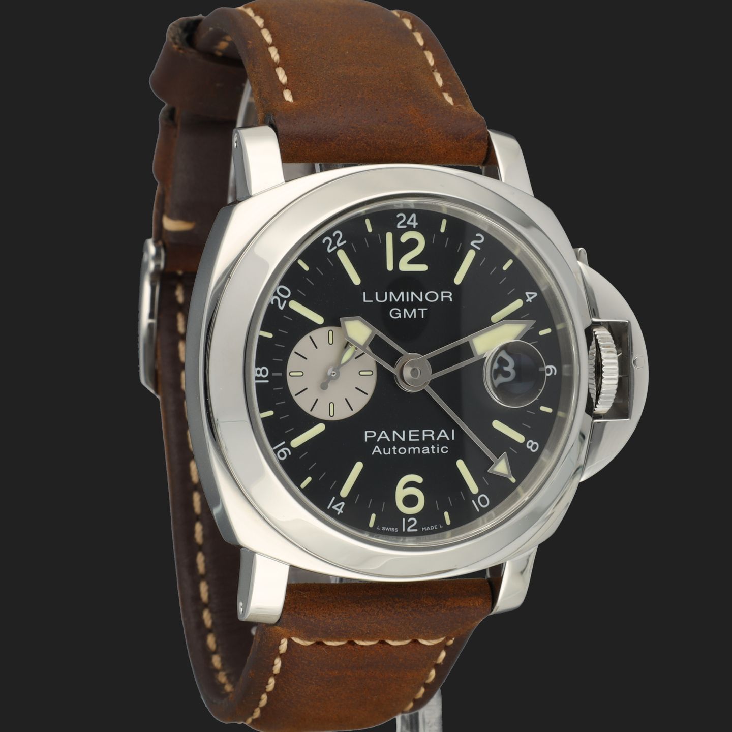 Panerai Luminor GMT Automatic PAM01088 (2020) - Zwart wijzerplaat 44mm Staal (4/8)